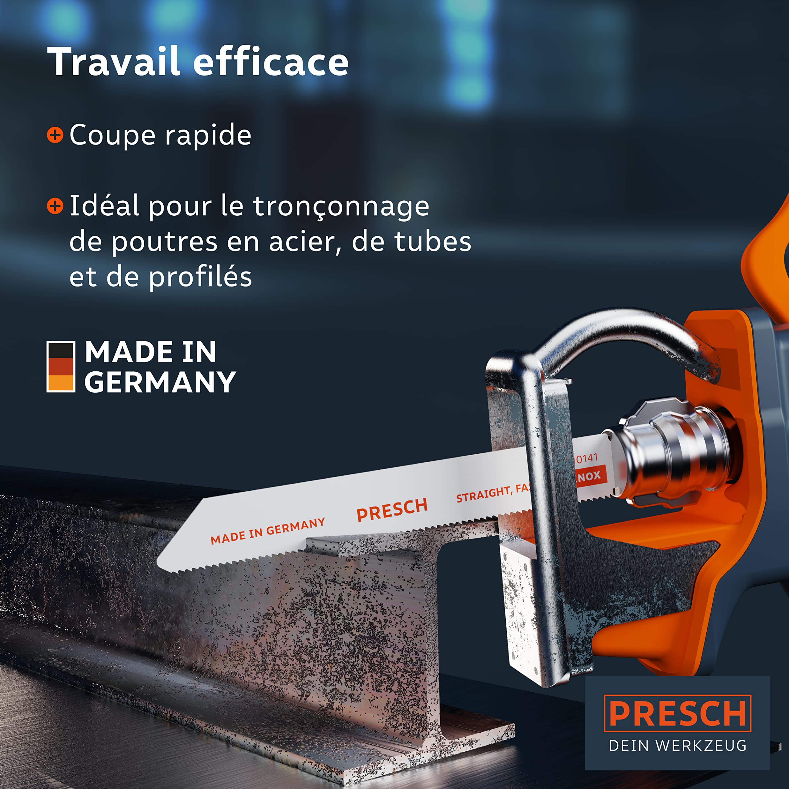 Presch Lames scie sabre pour le métal et l'inox 10 pièces (2-8mm) - Lames au cobalt à 8% pour l'acier inoxydable - Kit de lames de scie électrique avec boîte