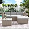ModernLuxe 3 Piece Rattan Garden Furniture Set, Outdoor Corner Sofa Set with Cushions and Glass Coffee Table, Compact Patio Furniture for Garden, Balcony, Terrace or Conservatory, Khaki