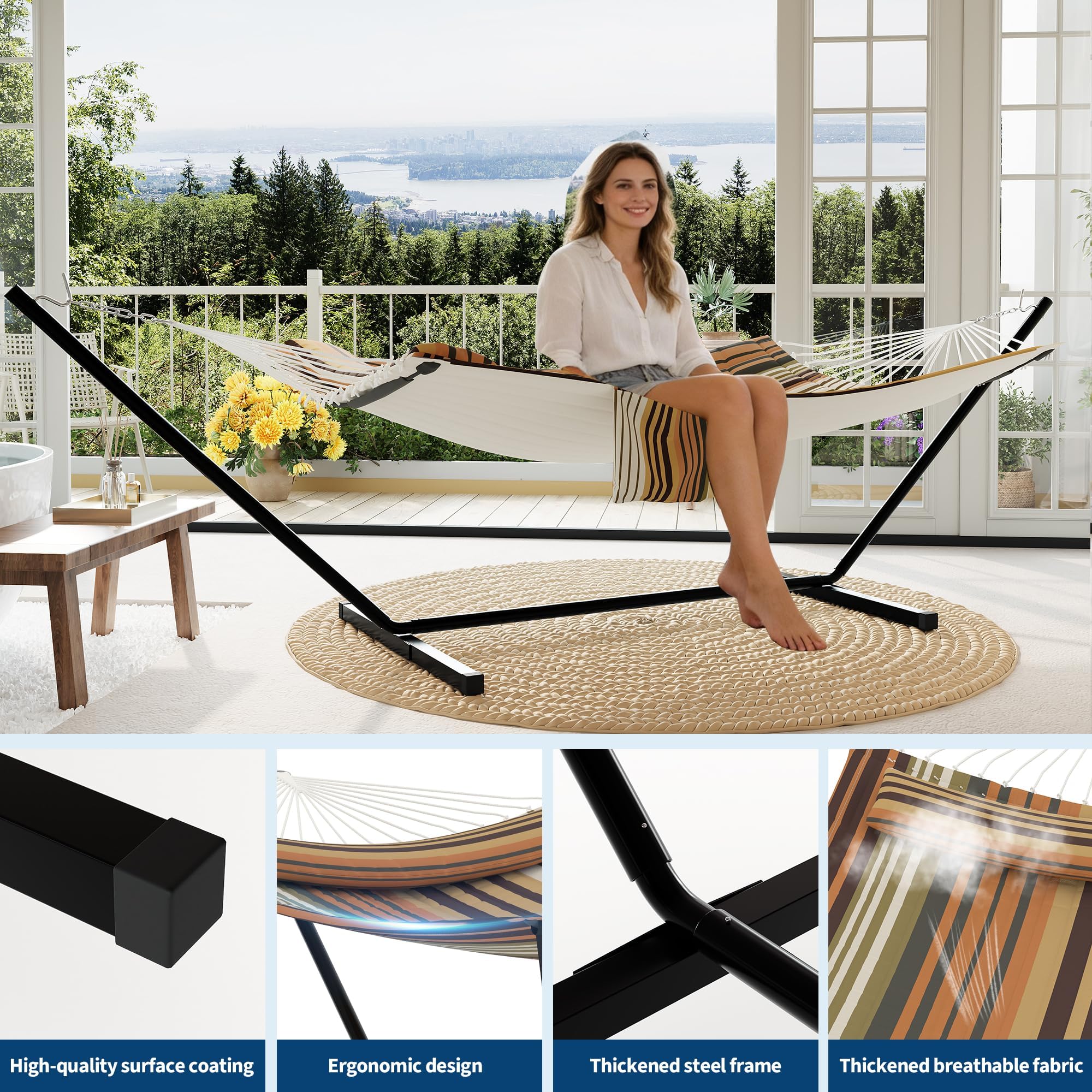 Zstar Hamaca Doble con Soporte y Almohada para 2 Personas