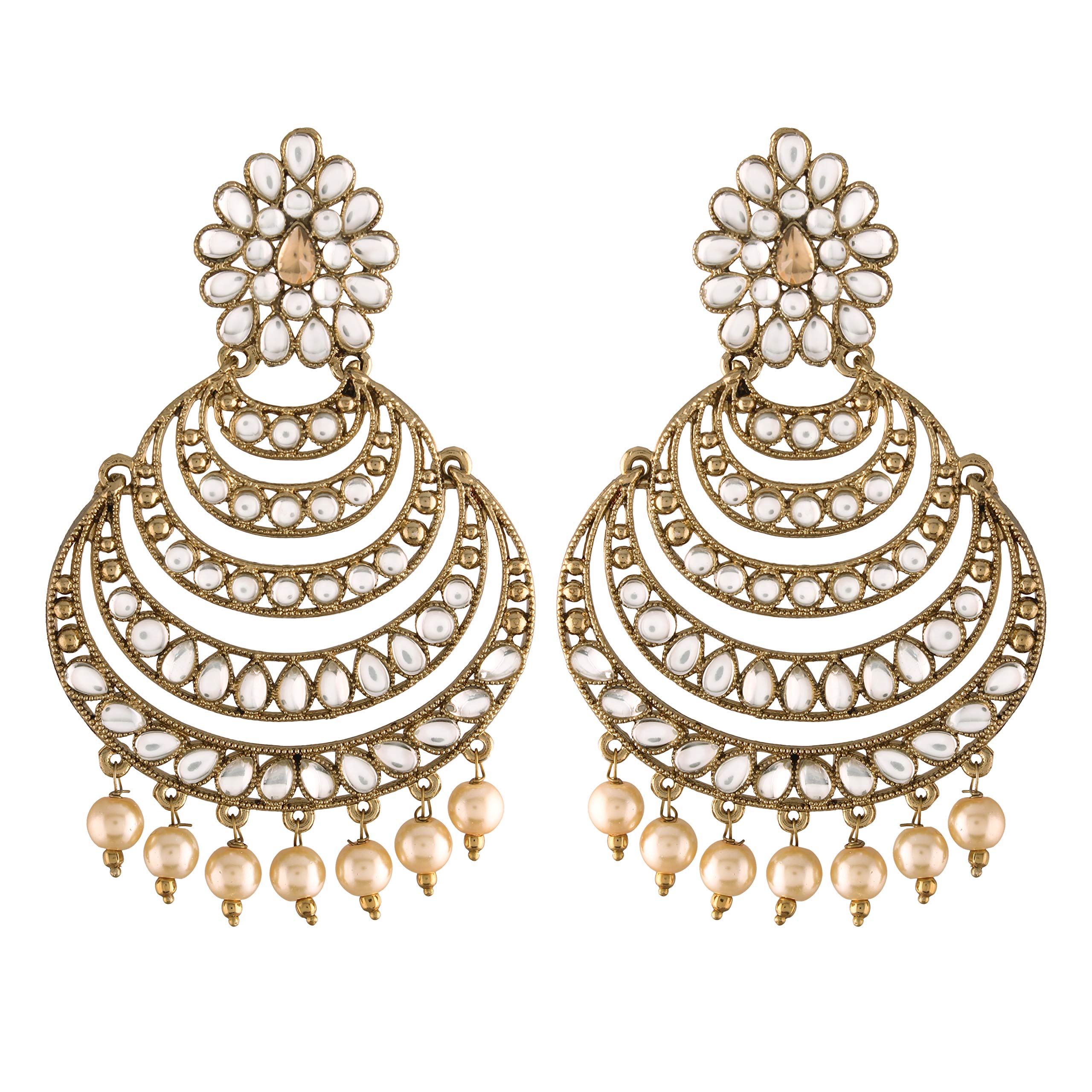 I Jewels 18K Gold Plated With Stunning Antique Finish Encased with Kundan & Faux Pearl Chandbali Earrings for Women/Girls (E2869W) (B08JHWQ47S) Amazon Price History, Amazon Price Tracker