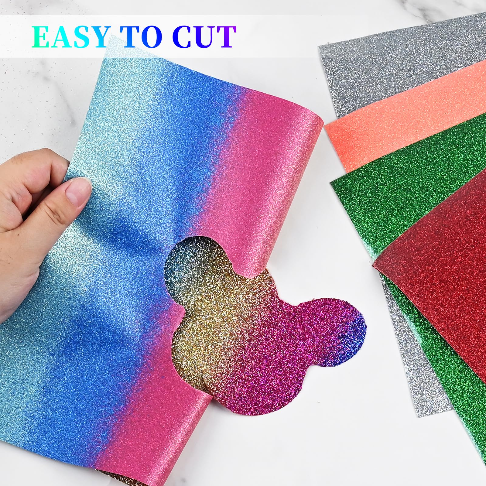 Plotter tessile, 12 colori vinile a trasferimento termico 30,5 x 25 cm flex foil plotter tessile resistente al calore tessile foil plotter glitter per vestiti, cappelli, pantaloni, altri tessuti