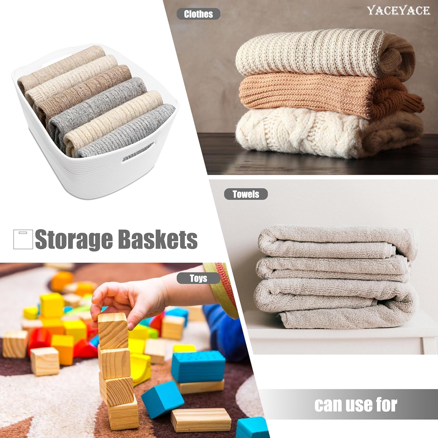 Large Blanket Basket Living Room, Woven Cotton Blanket for Living Room, Nursery, Big Basket for Storage, Toy, Cloth, Decorative, 22"x17"x12"