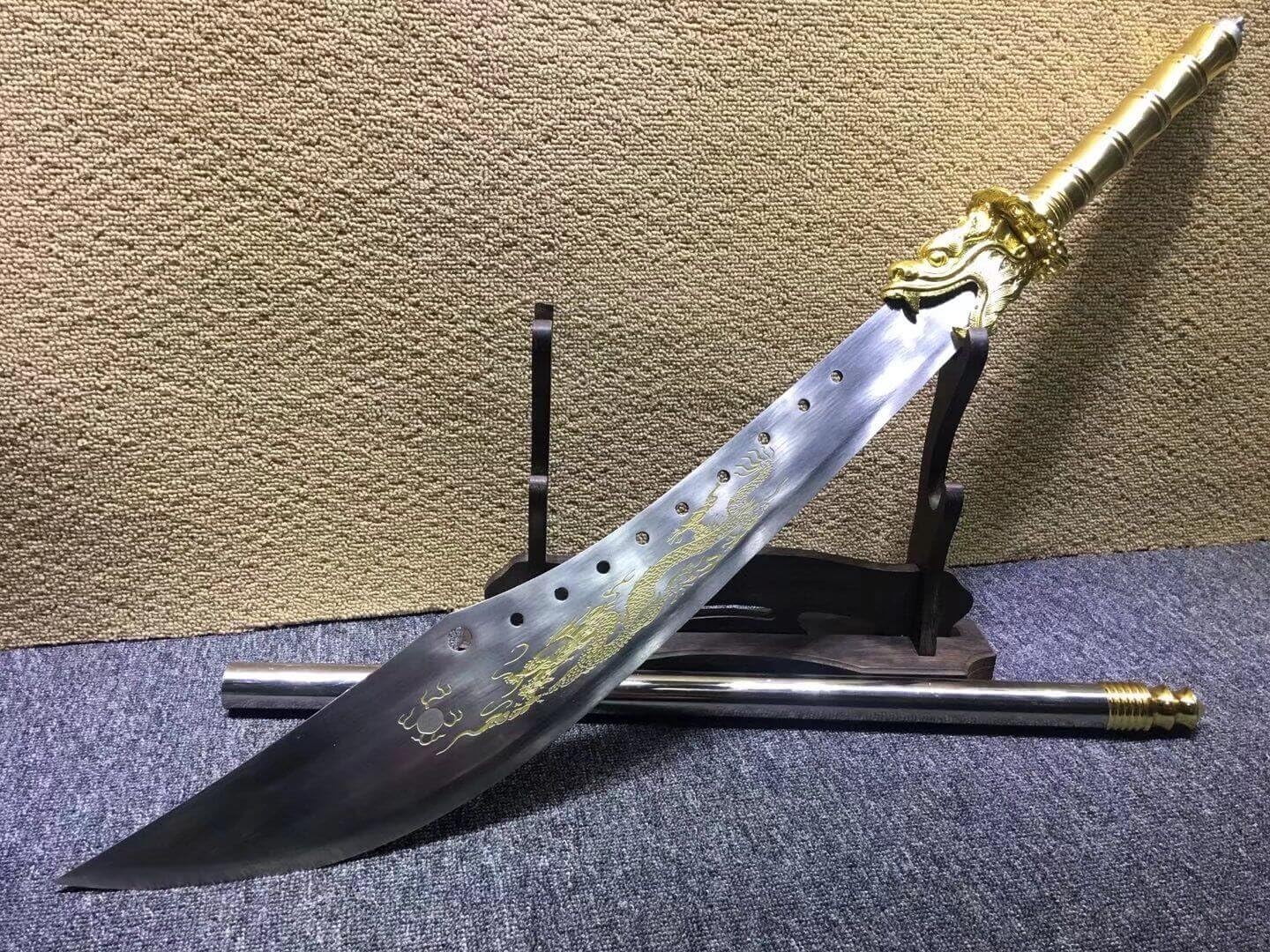 Guan Sword,Kwan Dao,High Carbon Steel Blade,Leather Scabbard,Length 62inch