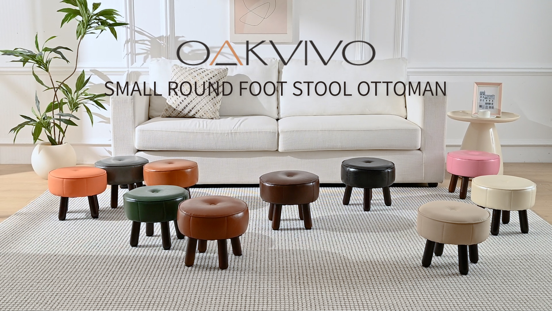 Amazon.com: oakvivo 13in Small Foot Stool Ottoman, Round Faux