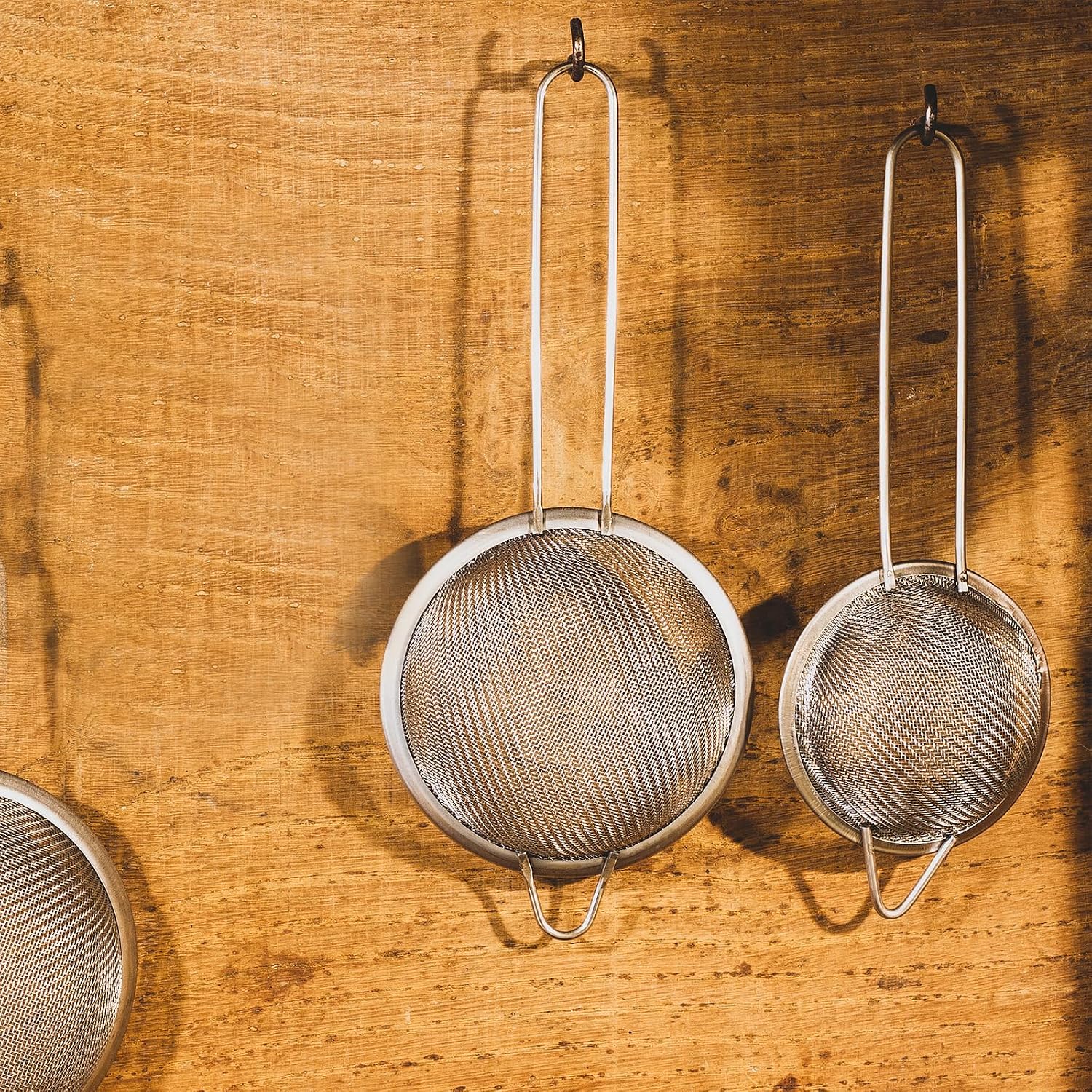 3 Pcs Fine Mesh Strainers with Handle, Stainless Steel Sifter Metal Strainer Set, Small Mini Sieve for Kitchen, Tea, Cocktail, Juice Coffee
