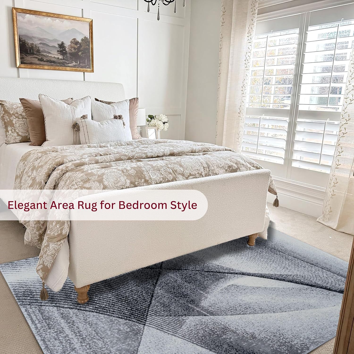 3.2x5.7 Area Rugs for Living Room Carpet - Modern Abstract Steam Washable Rug for Dining Room, Bedroom, Office, Thick Non-Shedding Medium Pile for High Traffic - Jute Backing - Gray Cascade