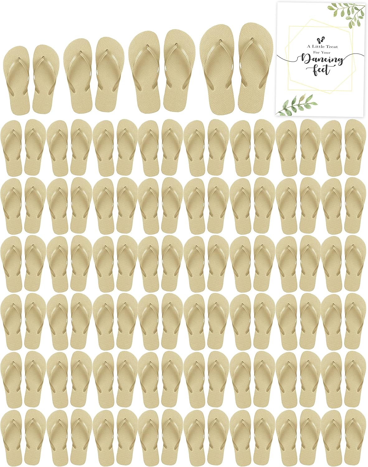 Winterlace 48 Pairs Flip Flops, Includes Sign Bulk Wedding Reception Favor, Beach Pool Party Soft Sole Wholesale Case