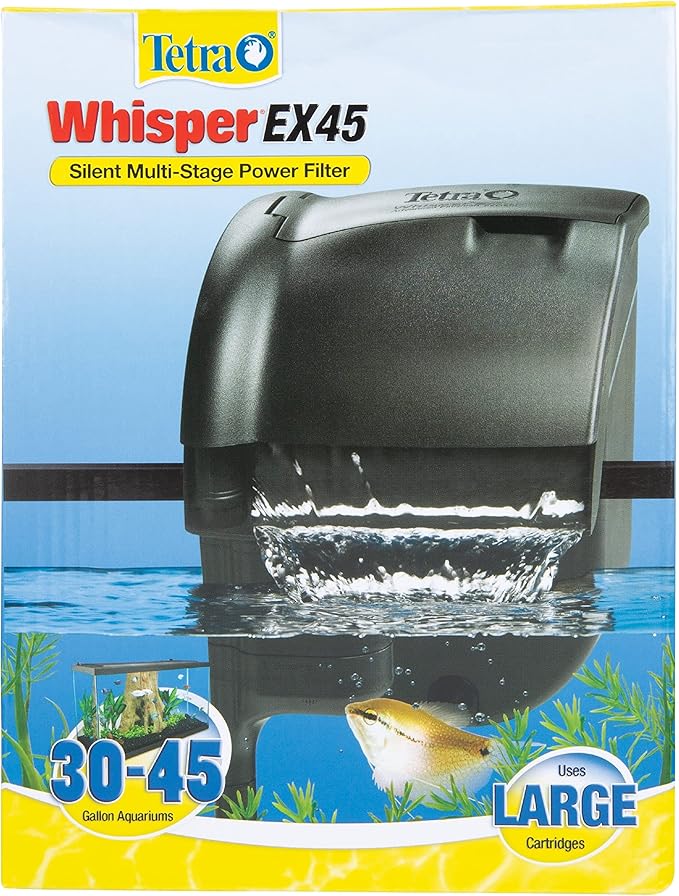 Tetra Whisper EX 45 Filter For 30 To 45 Gallon aquariums, Silent Multi-Stage Filtration, Blacks/Grays