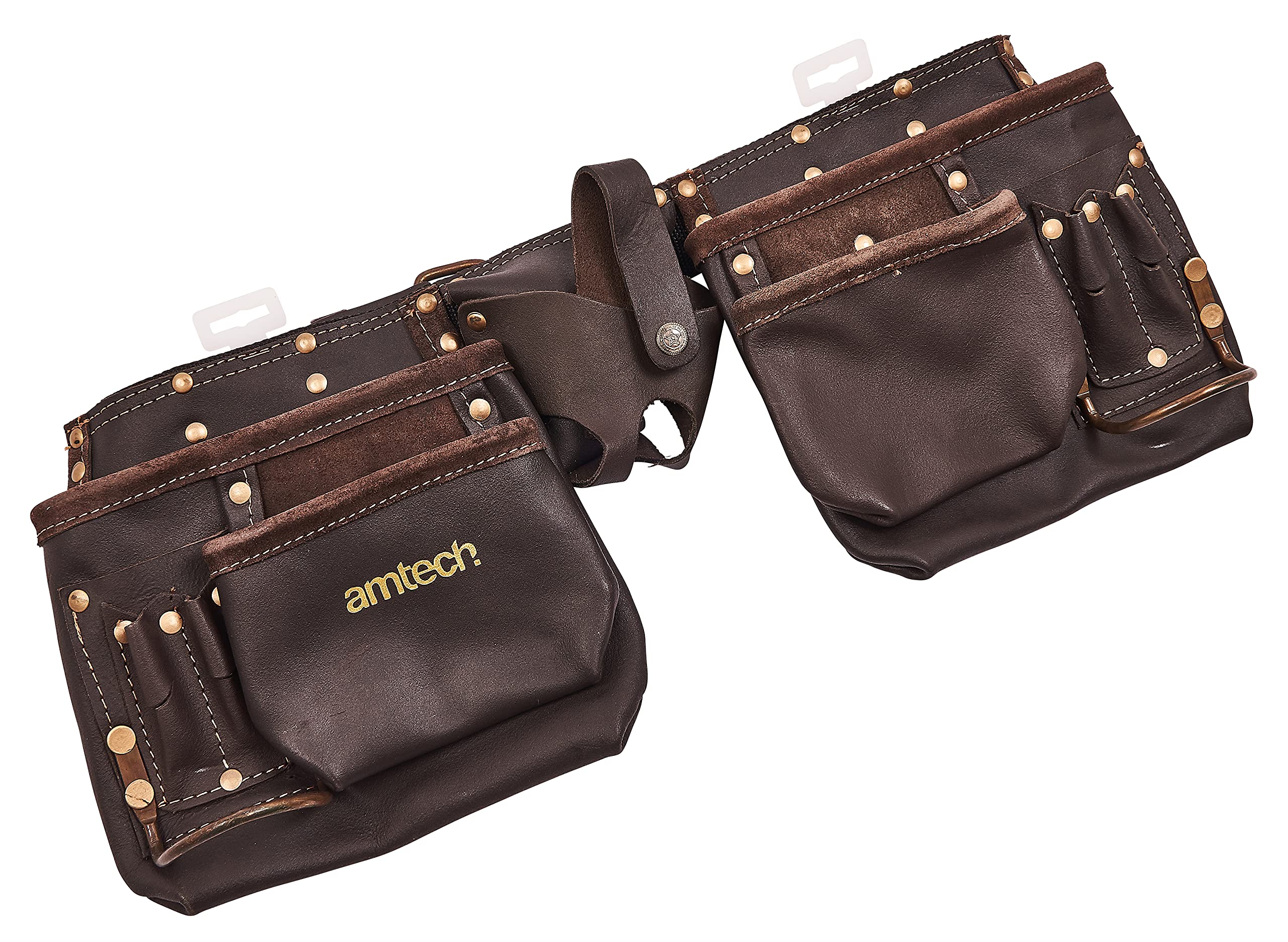 Am-Tech 12-Pocket Heavy Duty Leather Tool Pouch - Heavy Duty Leather Tool Pouch Amtech 12 Pocket Belt 12Pocket Builder 5032759035793