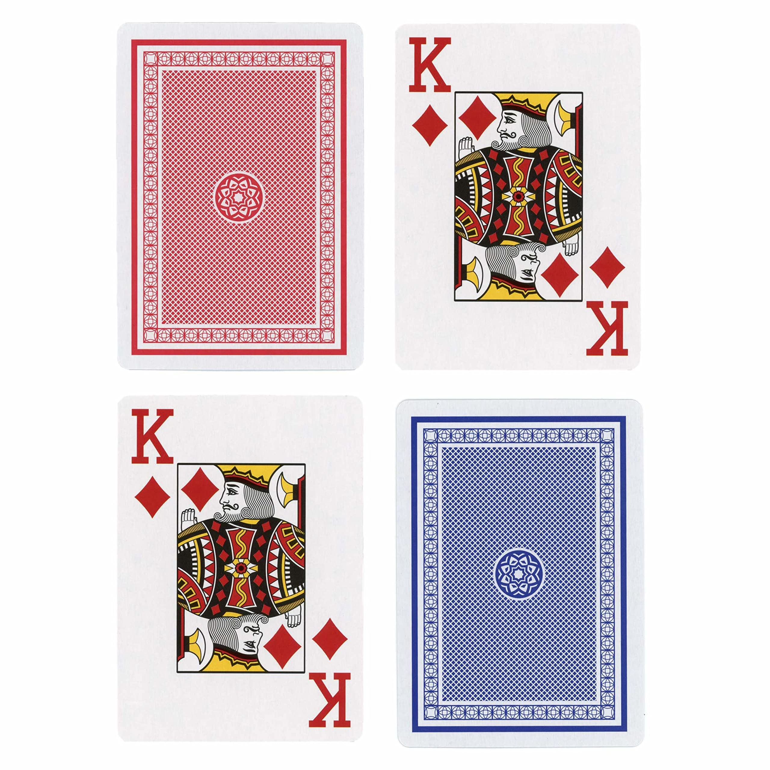 Brybelly 12 Decks Jumbo Index Playing Cards - 6 Red, 6 Blue, Wide Poker Size, Plastic Coated - View #3
