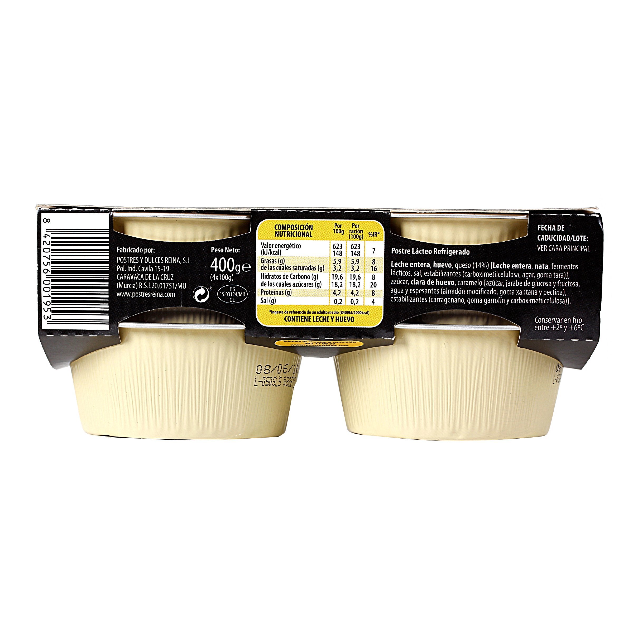 REINA flan de queso pack 4 x 100 g