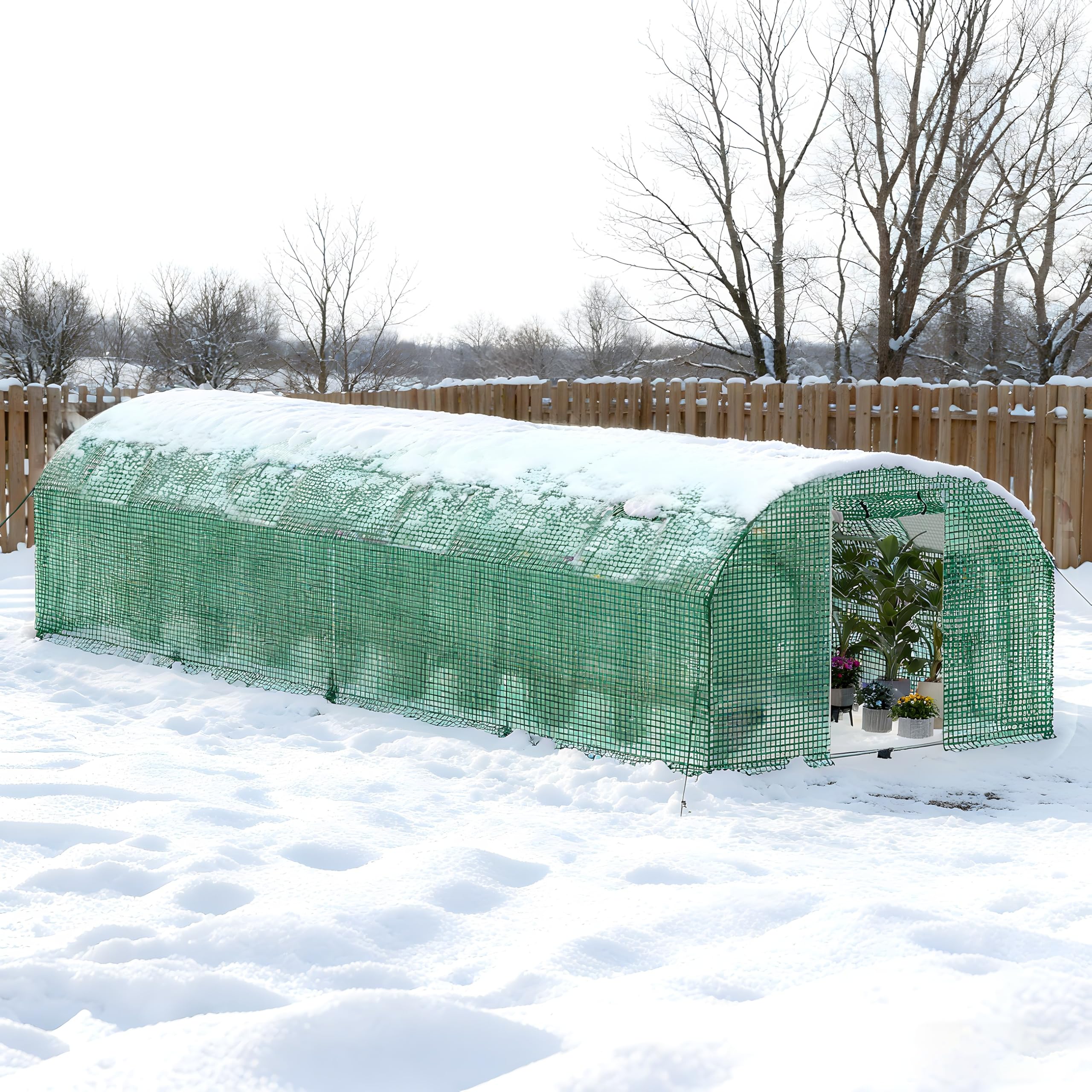 XMTECH Invernadero de 3 x 8 m 24 m², invernadero con 8 ventanas, invernadero de tomates, película protectora duradera, marco de acero estable, resistente al viento y a las heladas, fácil montaje para