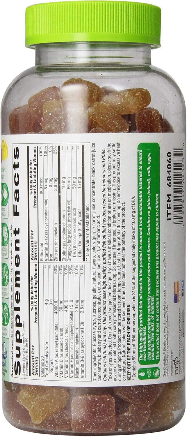 Vitafusion Prenatal DHA and Folic Acid Gummy Vitamins, 180 Count- Assorted Flavors May Vary