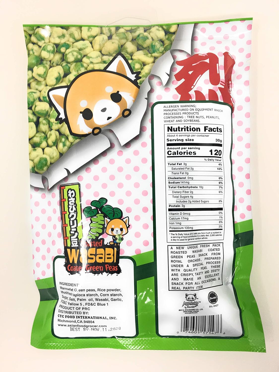 Buy Aggretsuko Roasted Wasabi Coated Green Peas 2pack Asian Food