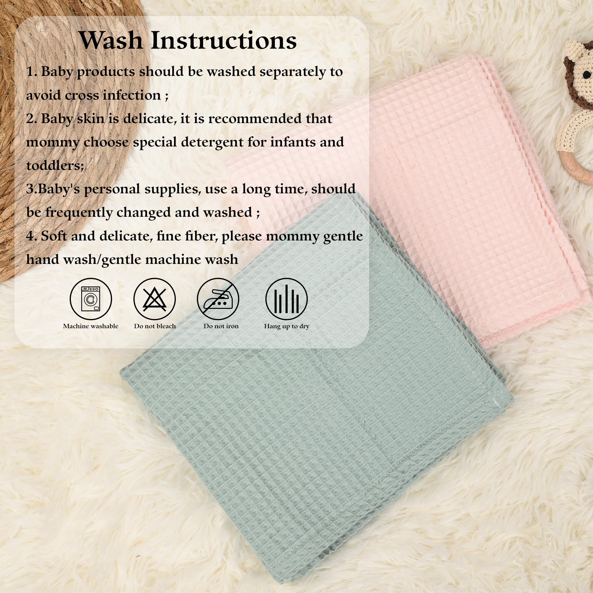 BJZLWJ Personalized Baby Blanket, Custom Embroidered Blanket with Name, Cotton Baby Bath Towel, 40 * 30inch, Handmade Nursery Blankets, Newborn Baby Gifts for Boy/Girl, Birthday