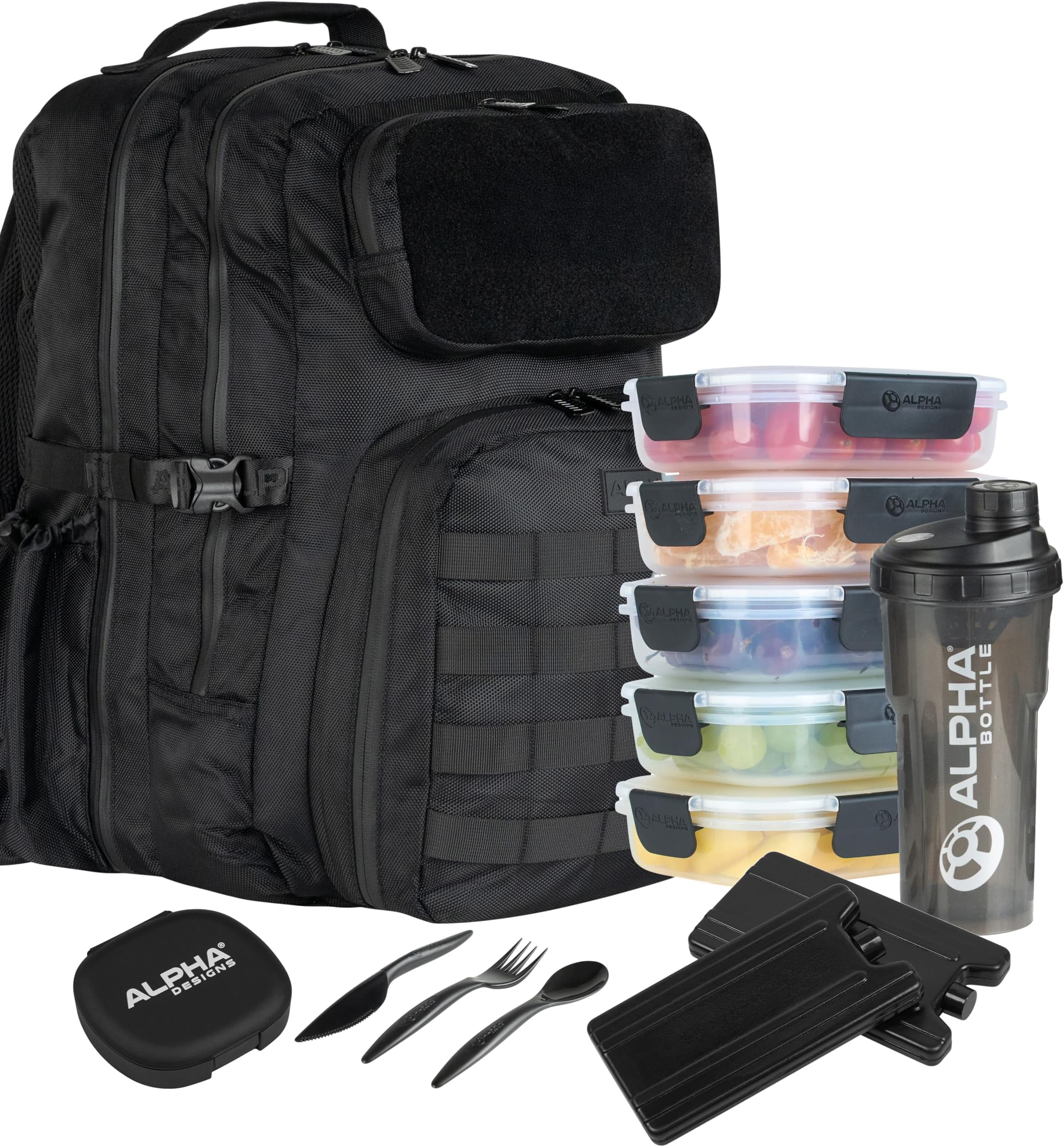 Eddie Hall's Operator Cool Bag Tactical Backpack with Meal Prep Accessories 45L - 5 x Meal Boxes