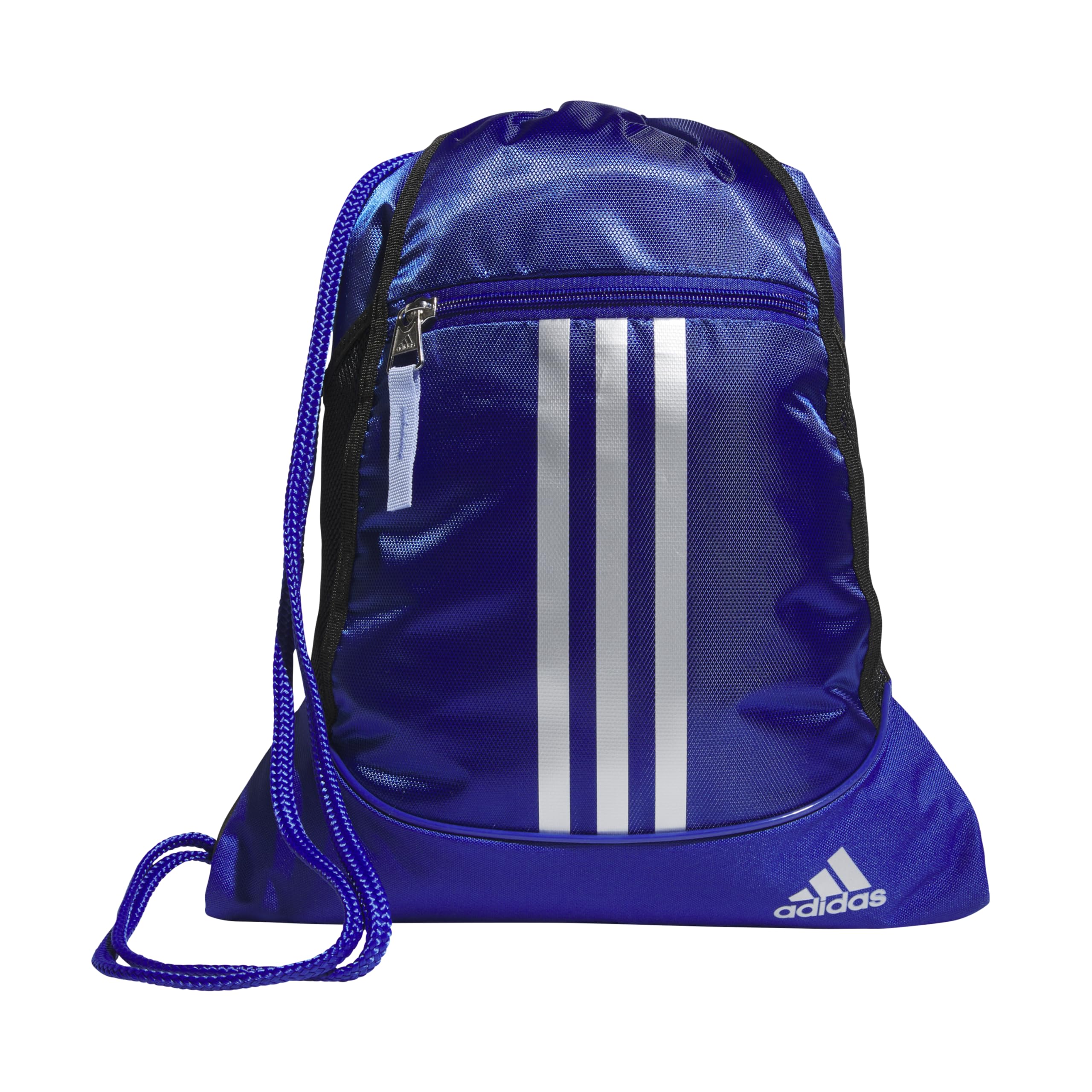 adidas Alliance Sackpack, Drawstring Backpack, Lightweight Small Gym Bag  for Women and Men, Semi Lucid Blue/Silver Metallic/Blue Spark, One Size
