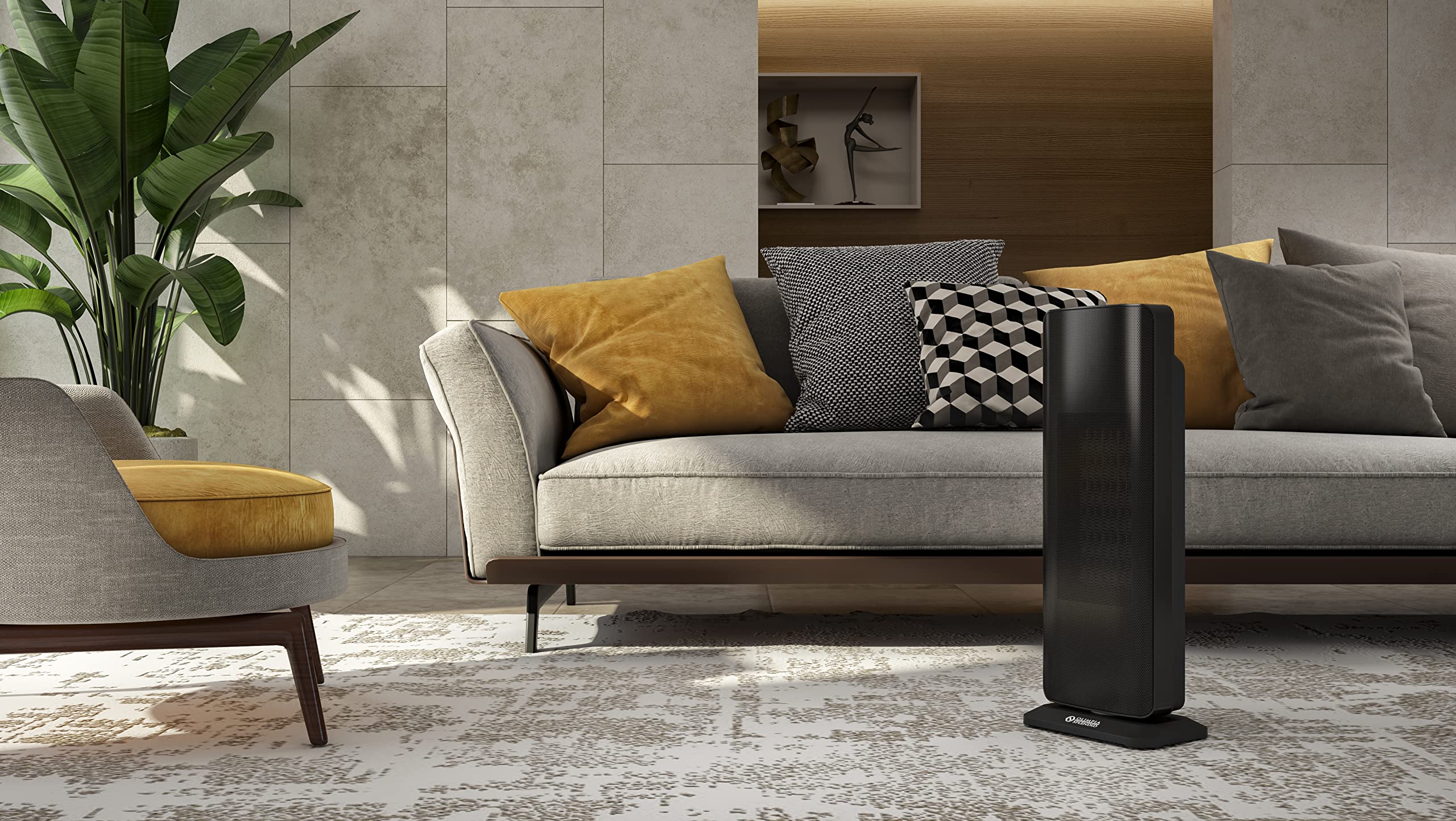 Olimpia Splendid 99266 Caldo Trendy T - Termoventilatore Ceramico a torre con filtrazione dell'aria 2000 W, 220-240 V, Nero