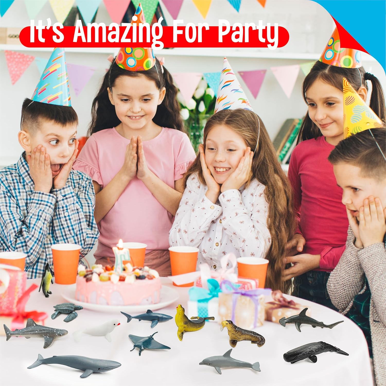 12 Marine Animal Figurines for Kids, Plastic Animal Toys Tiny Portable Sea Creature Figures Playset Montessori Toy Educational Game for Homeschool Preschool Toddler Kids