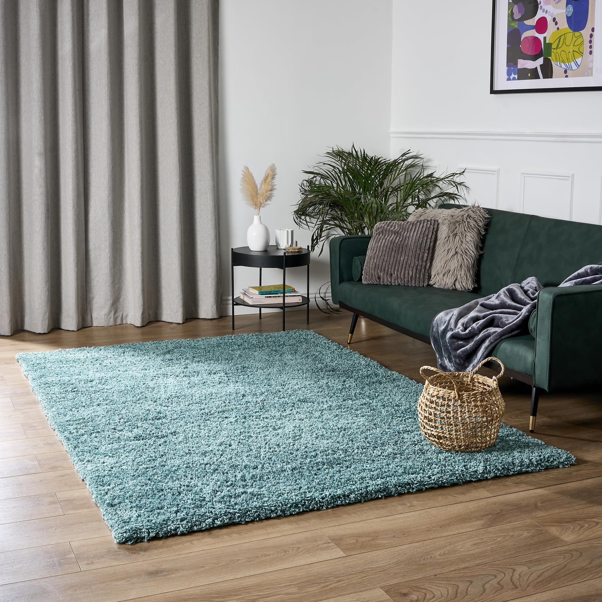 Bravich Navy Blue Shaggy Rug 80 x 150cm (2'7" x 4'11") 5cm Pile Medium Thick Fluffy Living Room Hessian Backed Washable — view 34