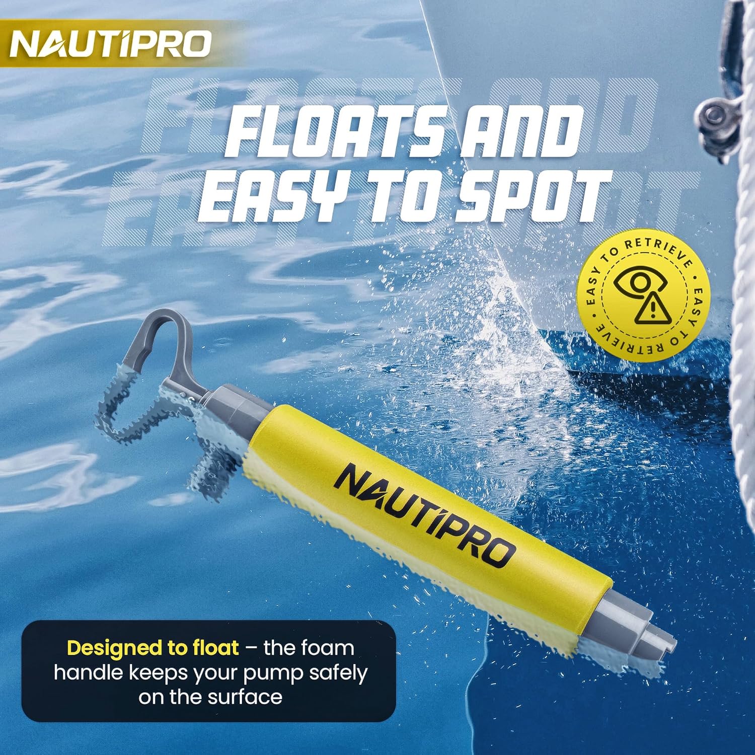 Manual Bilge Pump for Boats, Kayak, Canoe – Portable Hand Water Pump with Hose, Compact Marine Safety Equipment for Water Removal and Emergency Use