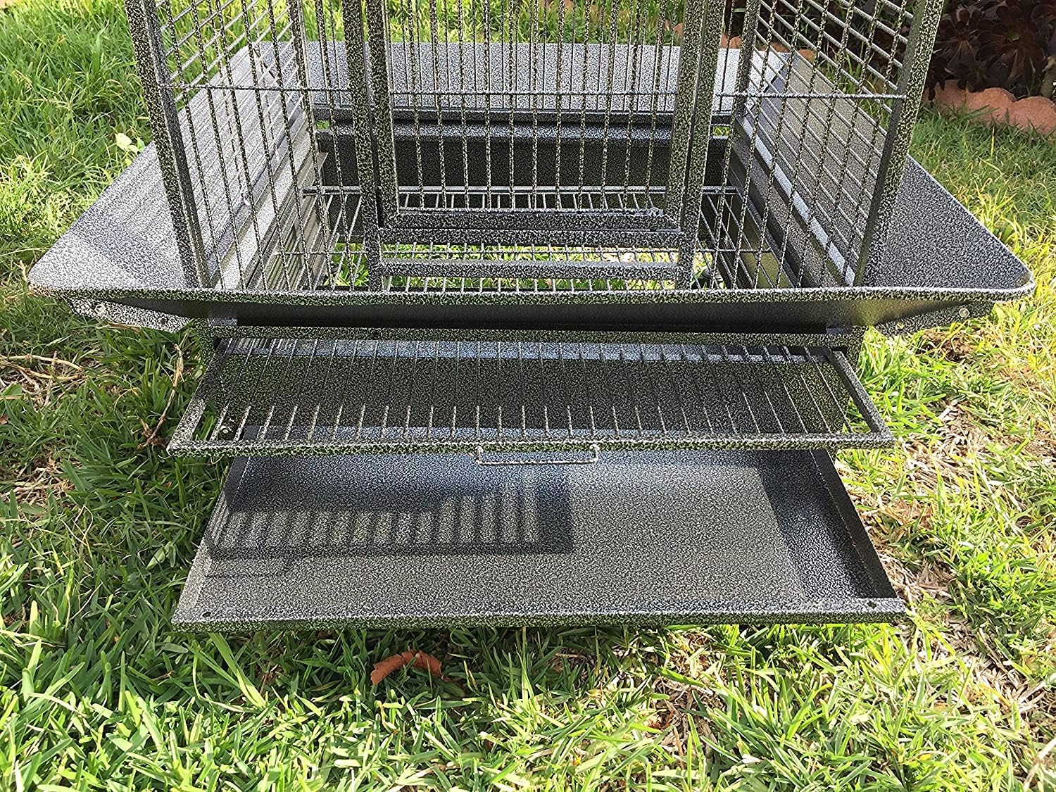 XXX-Large 40" x 30" x 72"H Double Ladders Open Play Top Wrought Iron Bird Parrot Parakeet Finch Macaw Cockatoo Cage, Include Seed Guard and Toy Hook