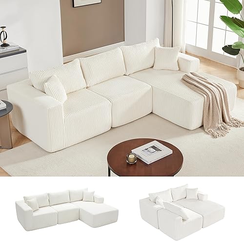 Miniatura 23 de Sofá modular de 108 pulgadas, sofá modular de nube con asiento profundo, moderno sofá modular en forma de L con diván, sofás tapizados sin hueso