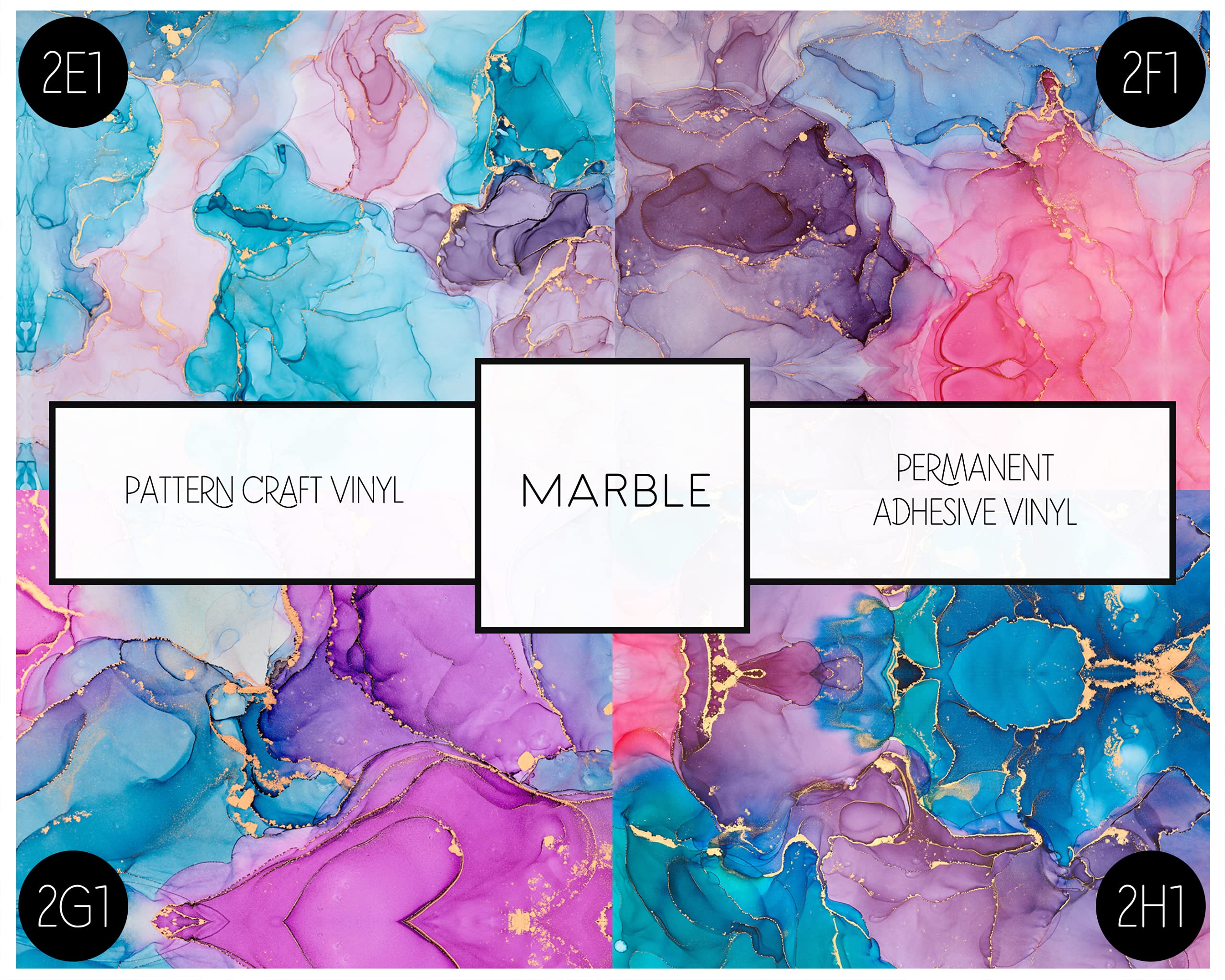 Galaxy Marble Vinyl Permanent Adhesive Vinyl Ombre Patterns 3 feet 12 x 36 Works Great with Craft Cutters (2G1, 1)