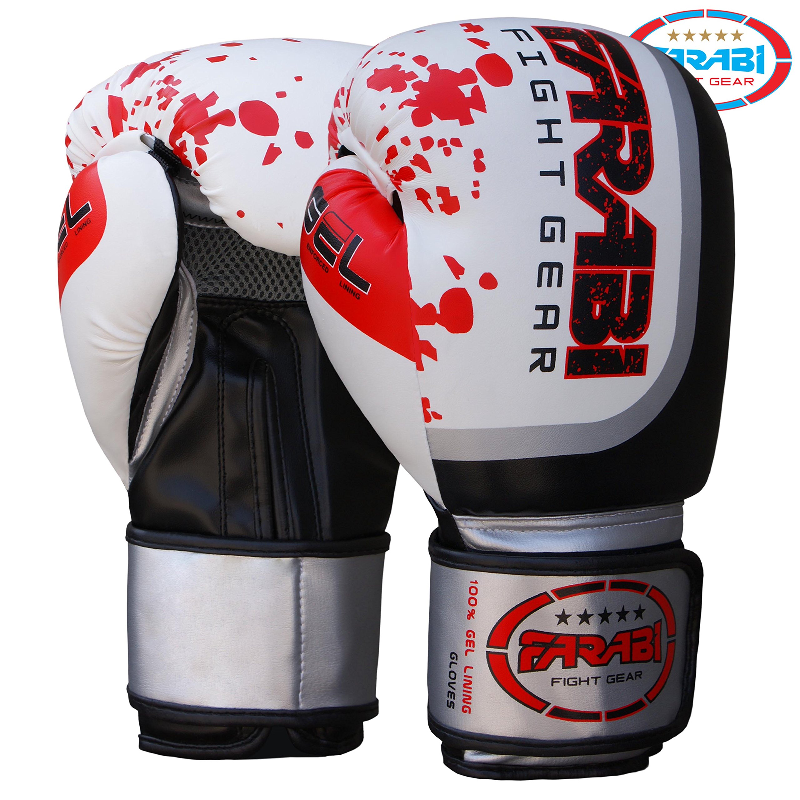 Farabi Sports Boxing Gloves Men and Women Kickboxing Gloves - Muay Thai Gloves 10-oz 12-oz 14-oz 16-oz Boxing Gloves for Punching Bag, MMA, Muay Thai and Training (16-oz, White)