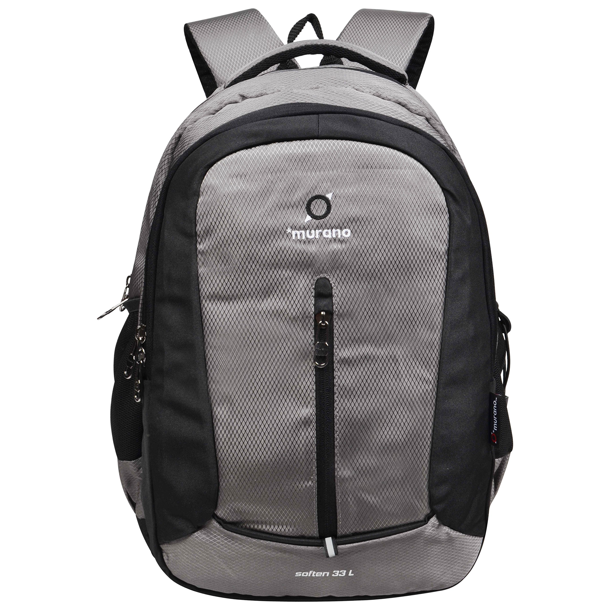 Murano Soften Casual Backpack with 3 Compartment and Polyester Water Resistance 33 Ltr Backpack- Dark Grey
