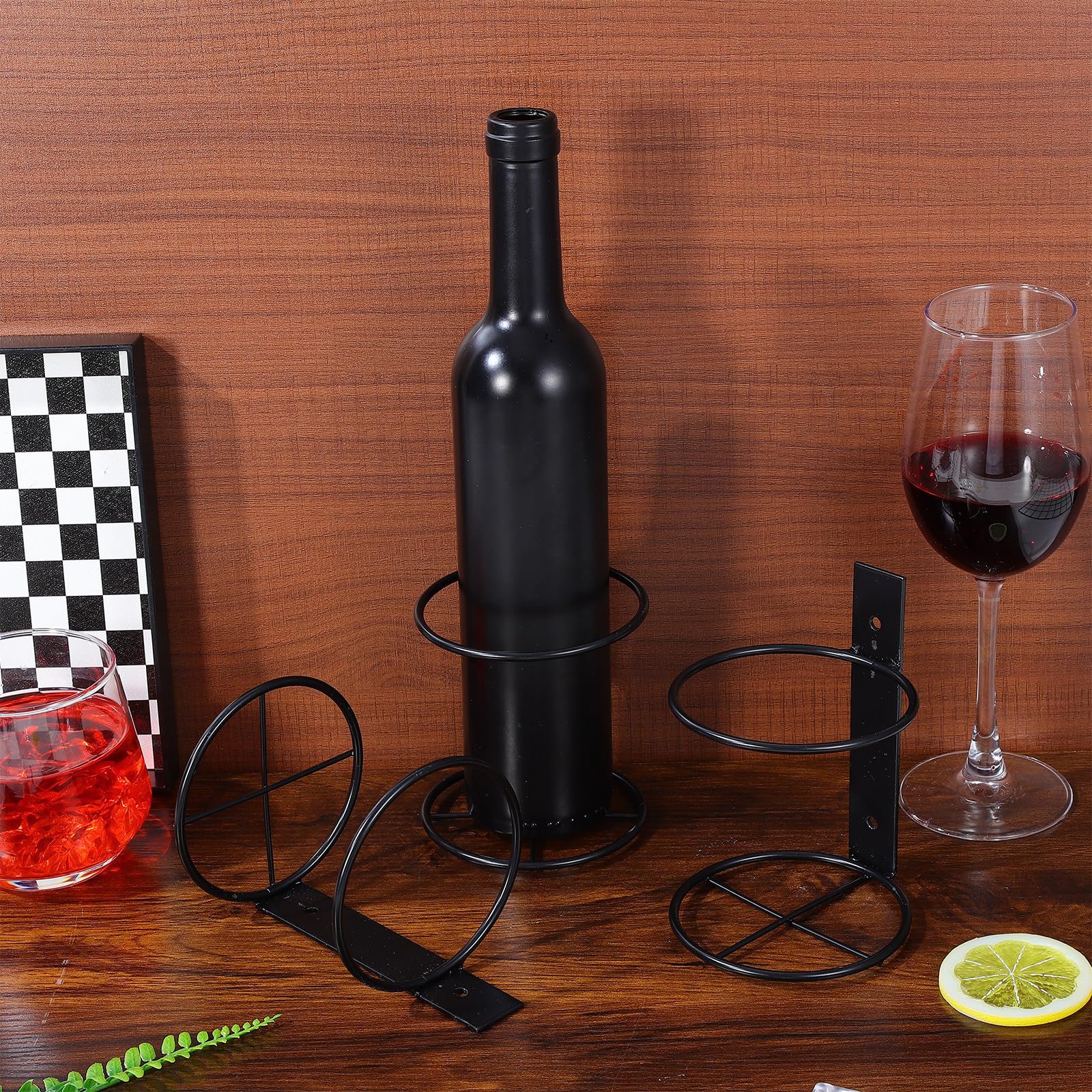 Botellero de Vino de Hierro para Pared 6 Estantes Individuales, Diseño para Colgar y Almacenamiento Práctico de Botellas de Vino