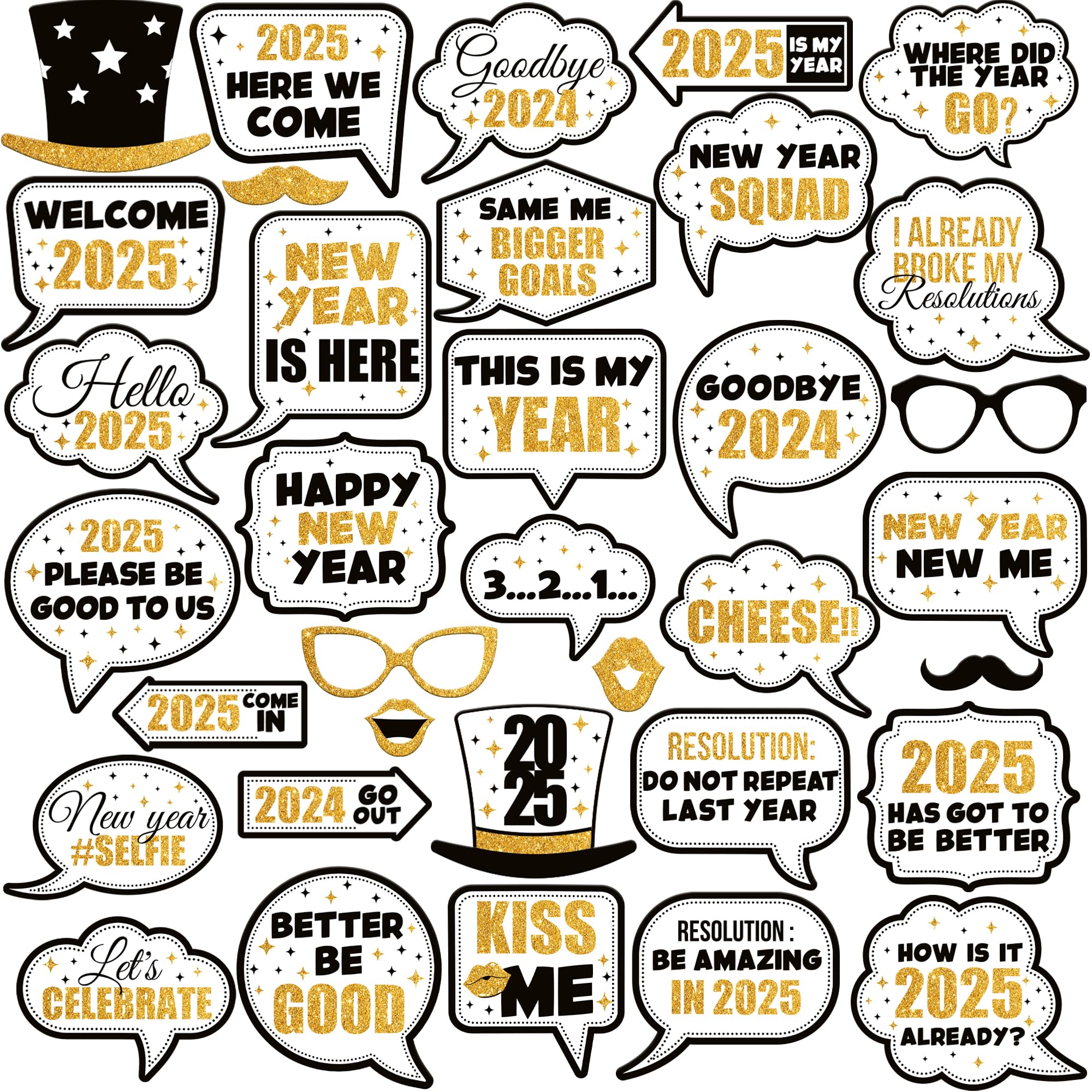 KatchOn New Years Party Props - 35 NYE Decorations & Photo Booth Props 2025