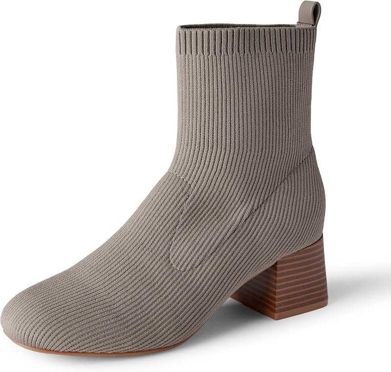 Amazon Essentials Women's Knit Stretch Block Heel Ankle Boots | Casual Boots