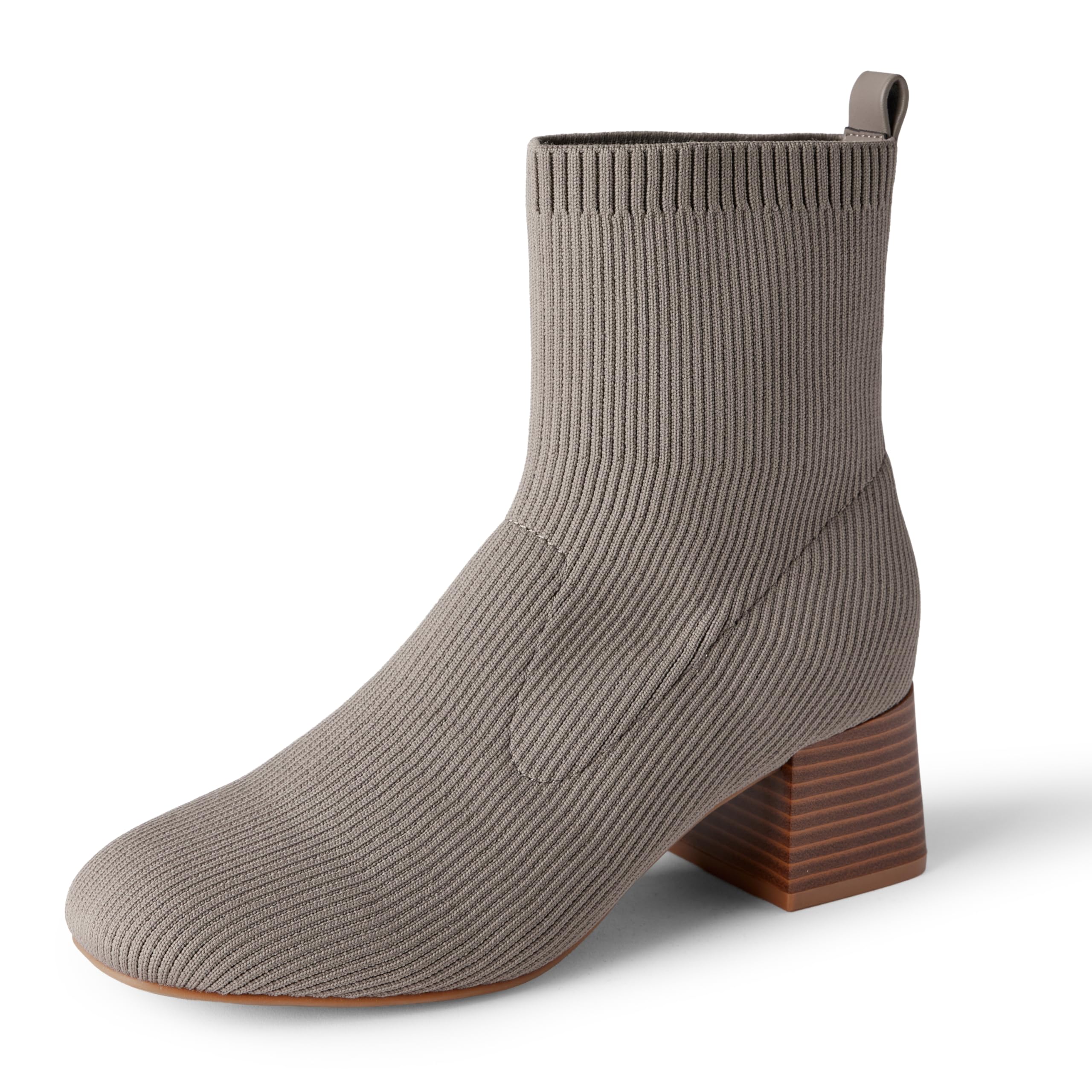 Amazon Essentials Women's Knit Stretch Ankle Sock Boots, Taupe, 4.5 UK