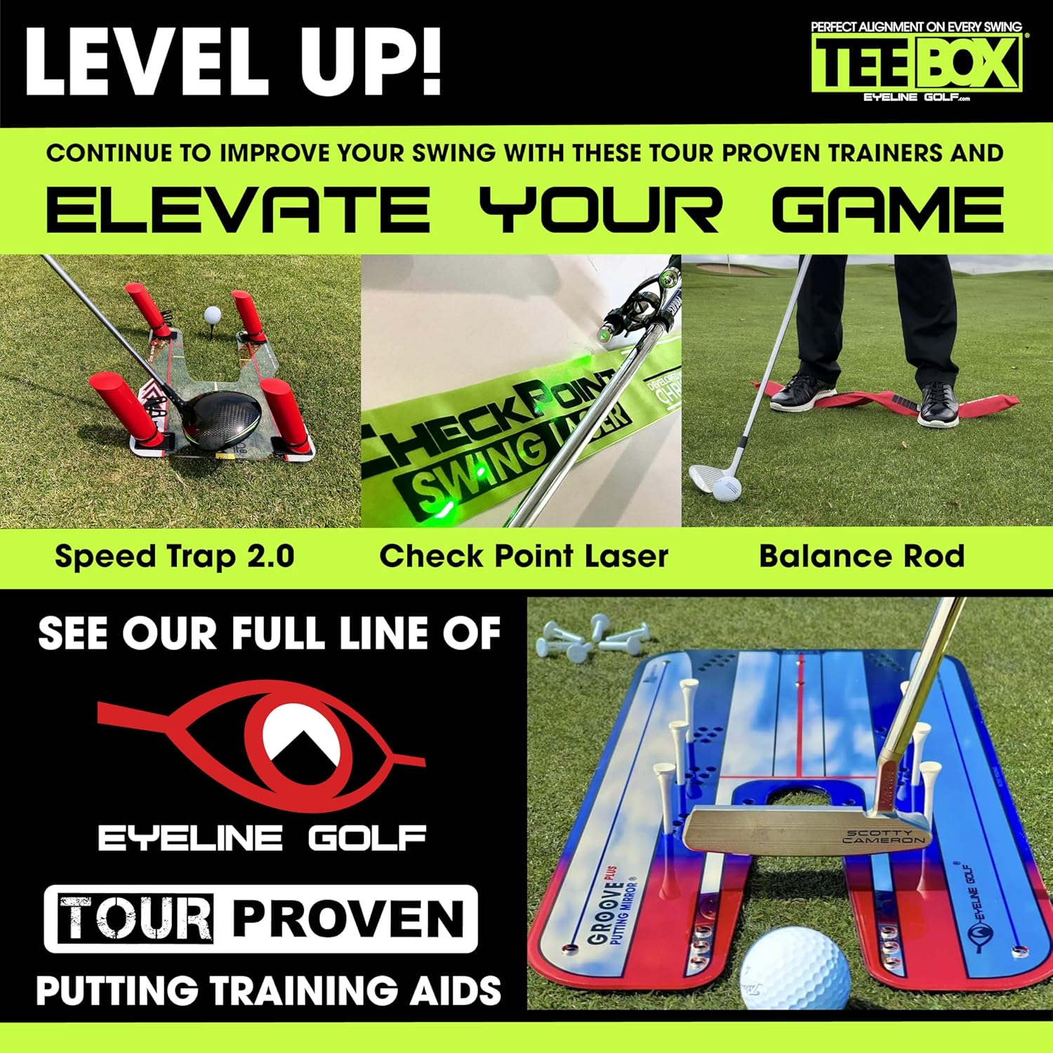 EyeLine Golf Tee Box - The Simple Alignment Solution - Perfect Shot Practice, Easy Setup, Target Precision, Swing Path Guidance, Improves Aim Better Than Alignment Sticks, Lightweight and Portable