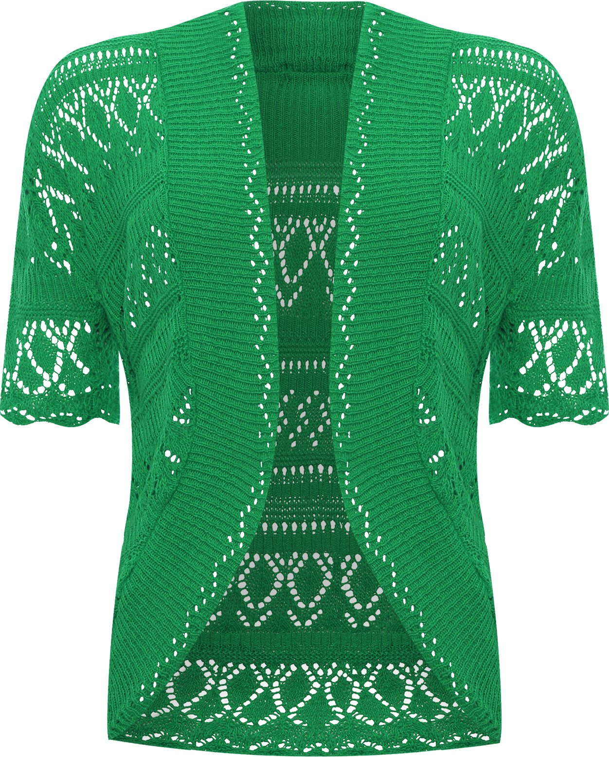 Wearall Women's Jade Plus Size Crochet Knitted Short Sleeve Shrug Cardigan Top - 24-26