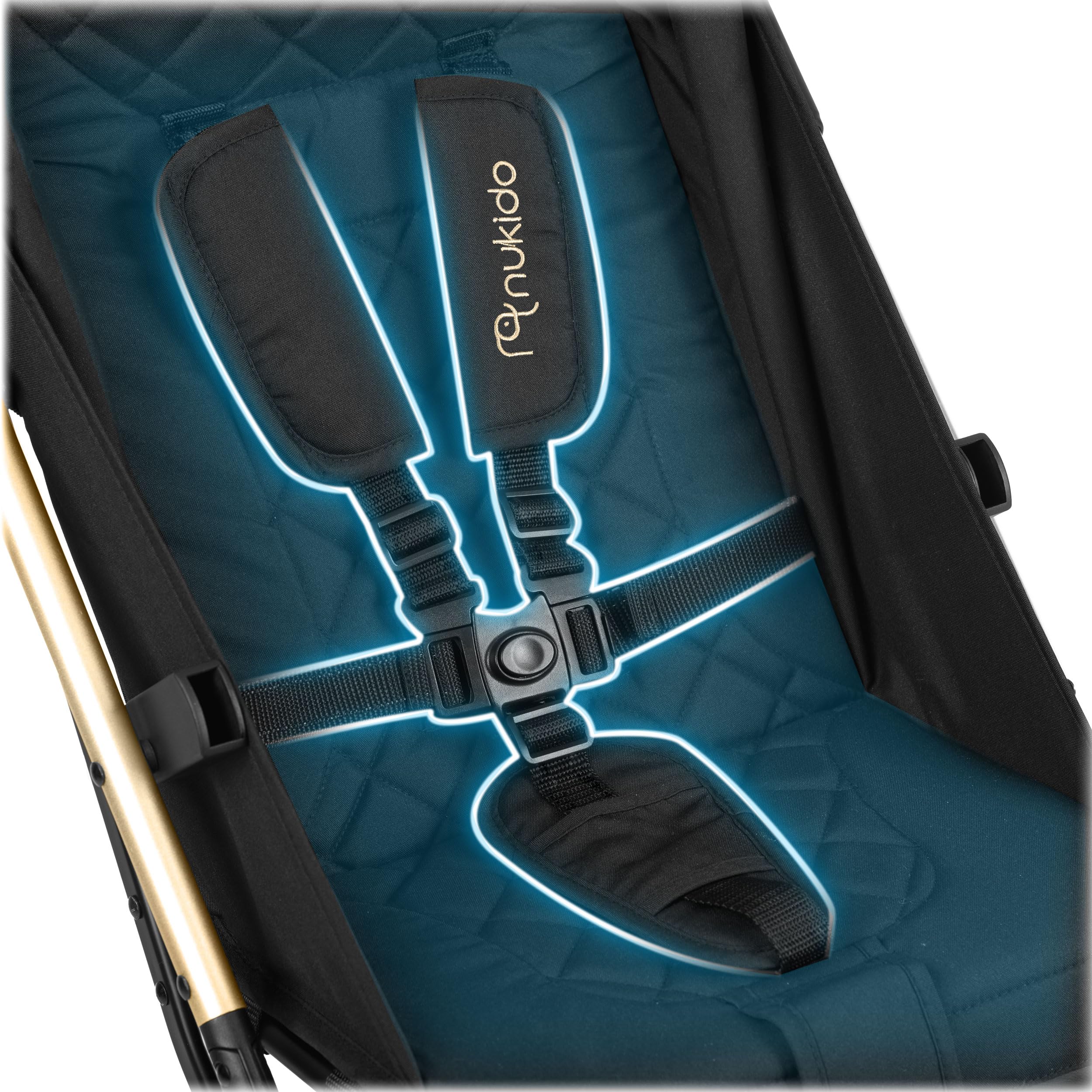 Nukido Silla De Paseo para Bebé con Bolsa De Transporte 0-36 Meses 0-15 kg Plegado Automático En 2 Segundos Ruedas De 360° con Amortiguación Grandes Ruedas Todoterreno Negro Oro Paseo