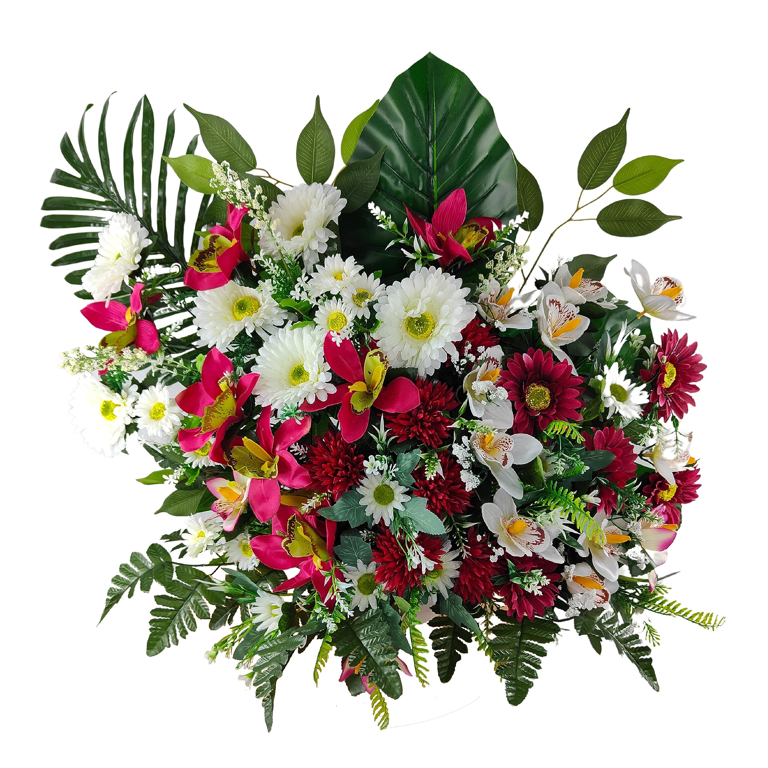 Centre fleurs artificielles gerberas orchidées pour la Toussaint et églises