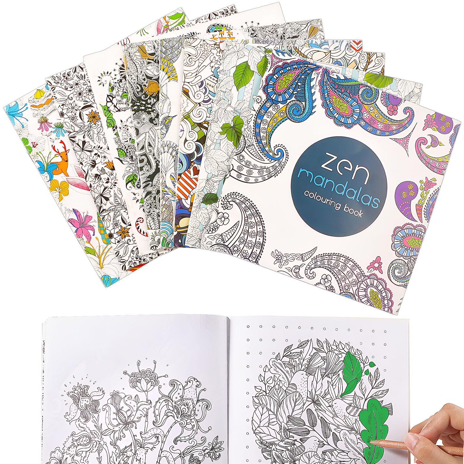 ZIGefofo 8 Piezas Libro para Colorear Adultos Flores Pequeño Libros de Colorear Mandalas Animales Paisajes Jardín 18,5 x 18,5 cm Cuaderno de Colorear para Adulto Antiestrés Relajantes, 190+ Páginas