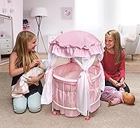 Vista 5 de Cuna para muñecas redonda con toldo y lecho Badger Basket Royal Pavilion (se ajusta a muñecas americanas)