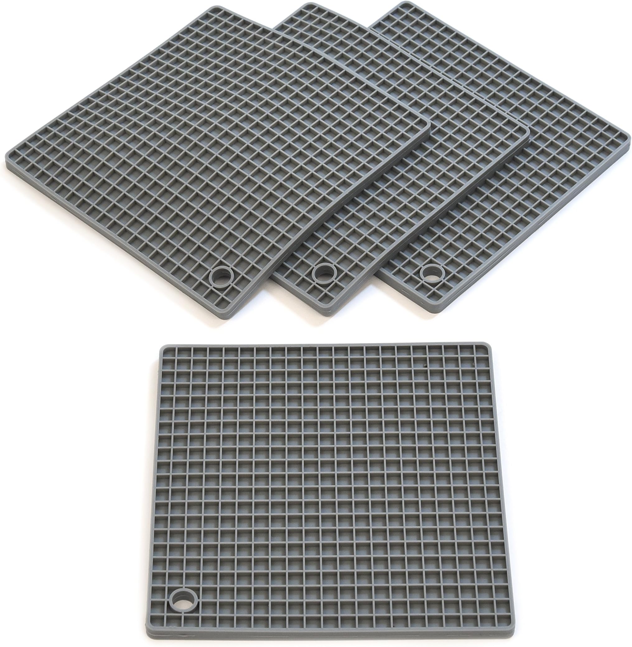 Coastee Premium Pot Coaster / Pot Holder / Pan Guard from Silicone - Heat-Resistant and Dishwasher-Safe in Simple Modern Design - Grey (Set of 4)