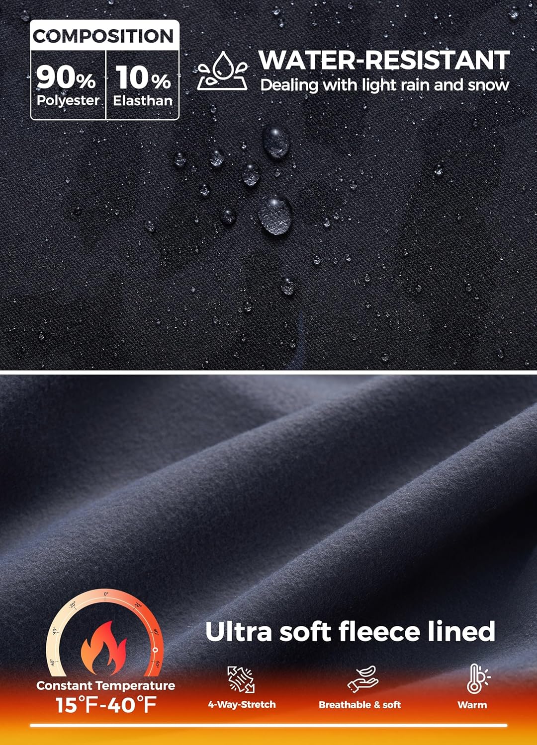 Willit Women's Fleece Lined Leggings Water Resistant Winter Pants Thermal High Waisted Yoga Running with Tights Pockets - Image 4