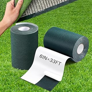 2 Rolls 6 in x 33 ft Artificial Grass Turf Tape Self Adhesive Turf Seam Tape for Artificial Lawn ...