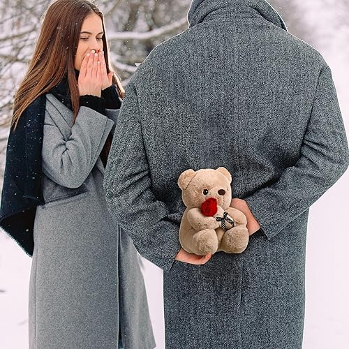 Miniatura 6 de Yunsailing 6 piezas de oso de peluche de oso de bebé de 9 pulgadas, oso de peluche pequeño con rosa para bodas, baby shower, regalos de fiesta de