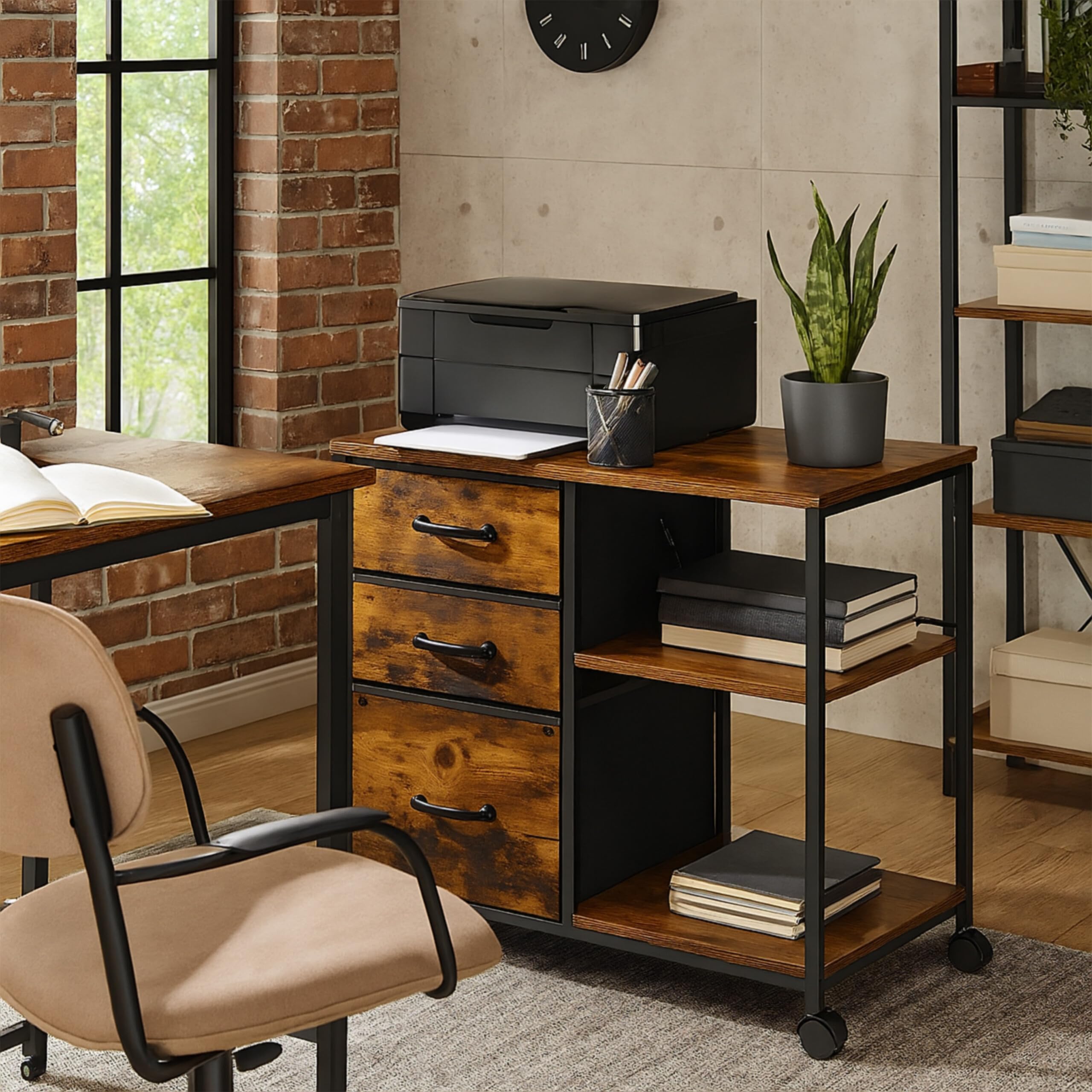 Relaxdays Rollcontainer Industrial-Design, braun/schwarz