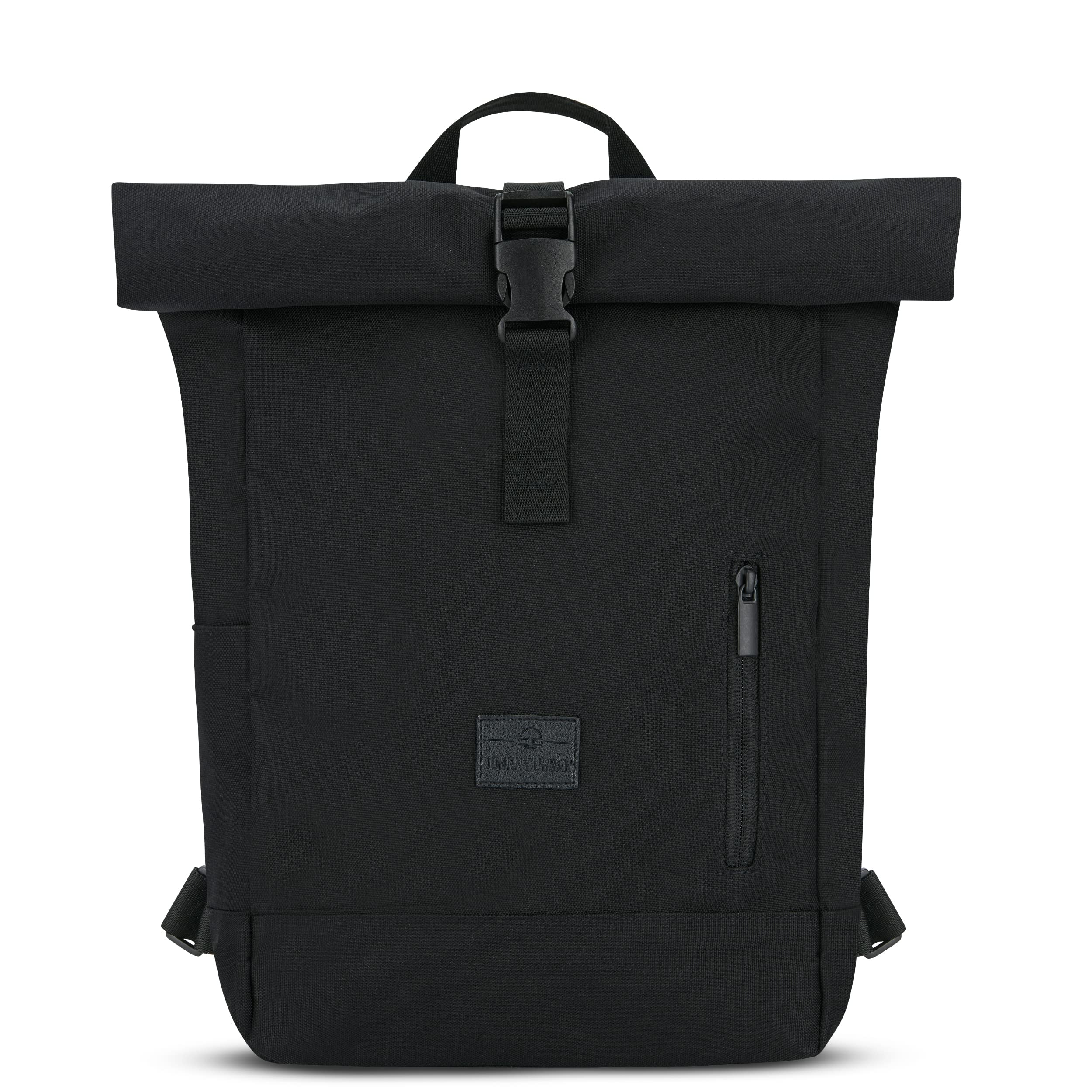 Johnny Urban Plecak damski i męski mały – Robin Small – mały rolltop Daypack z kieszenią na laptopa 12 cali – plecak dzienny na uczelnię City Business – odporny na działanie wody, czarny, jeden rozmiar