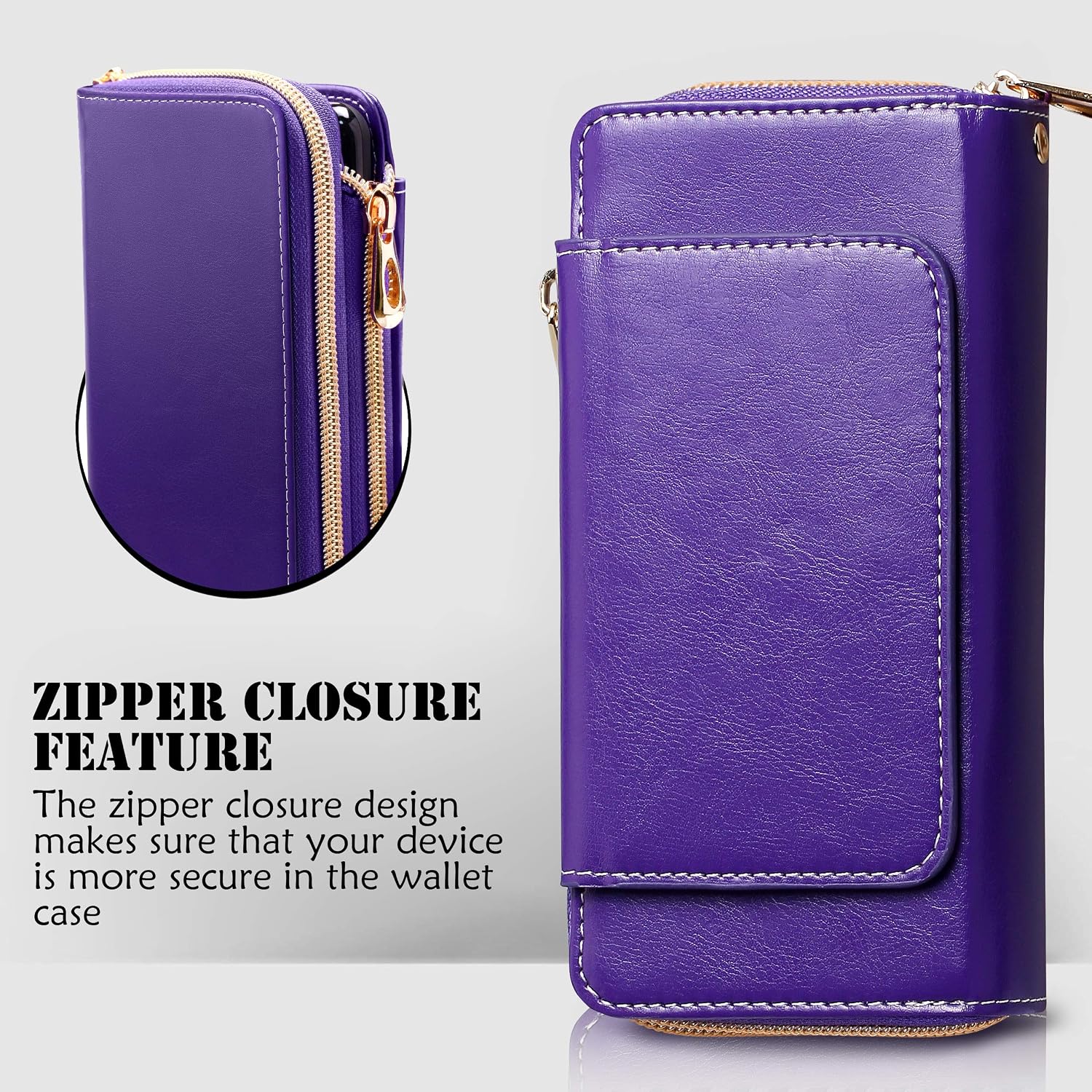ELV Wallet Case for Google Pixel 3 Case, PU Leather Detachable 2in1 Folio Purse Credit Card Flip Case with Card Slots and Stand for Google Pixel 3 (Purple)