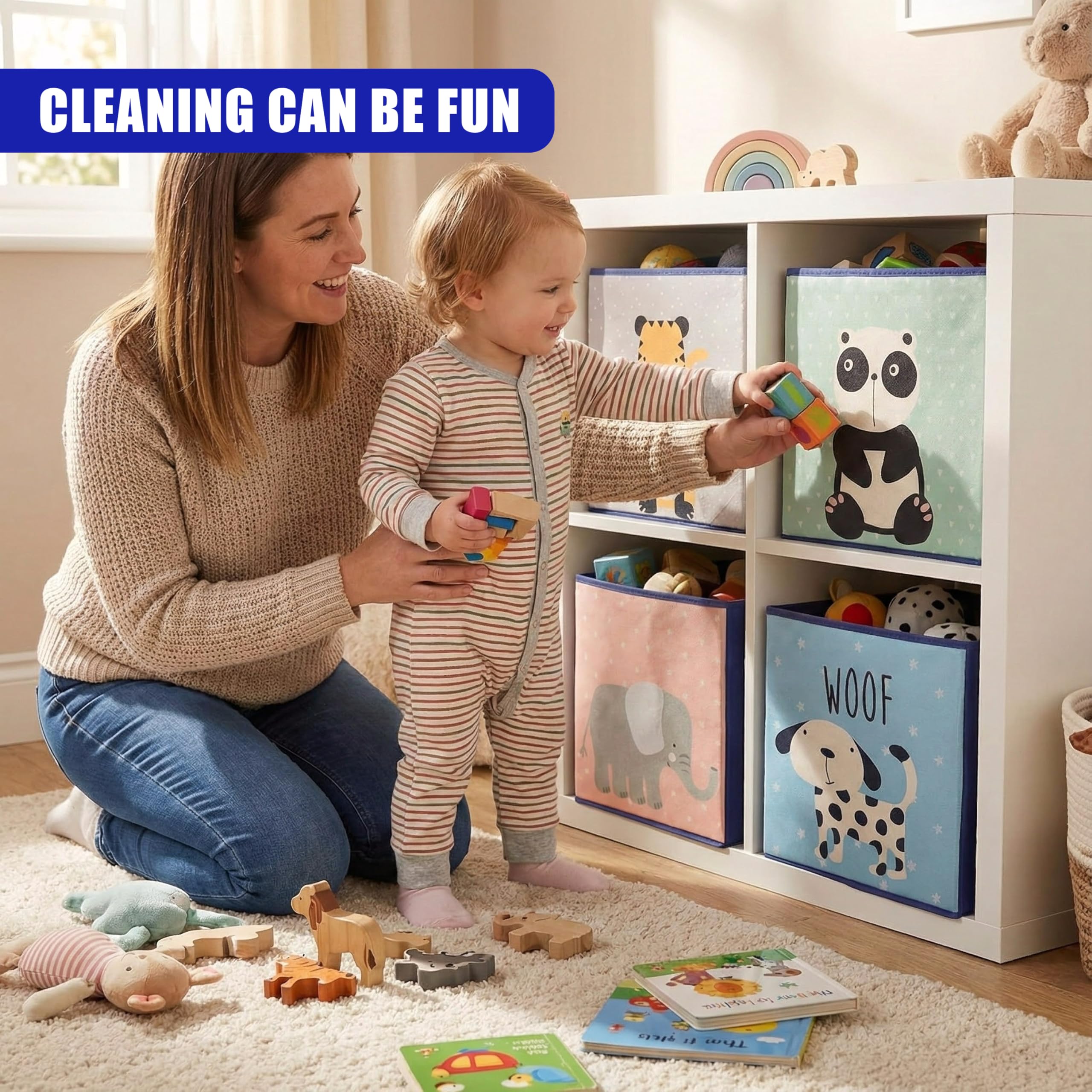 4 Stück Tierdesign Aufbewahrungsboxen Faltbare Spielzeugtruhe Kinderzimmer Organizer Körbe Aufbewahrungswürfel Behälter