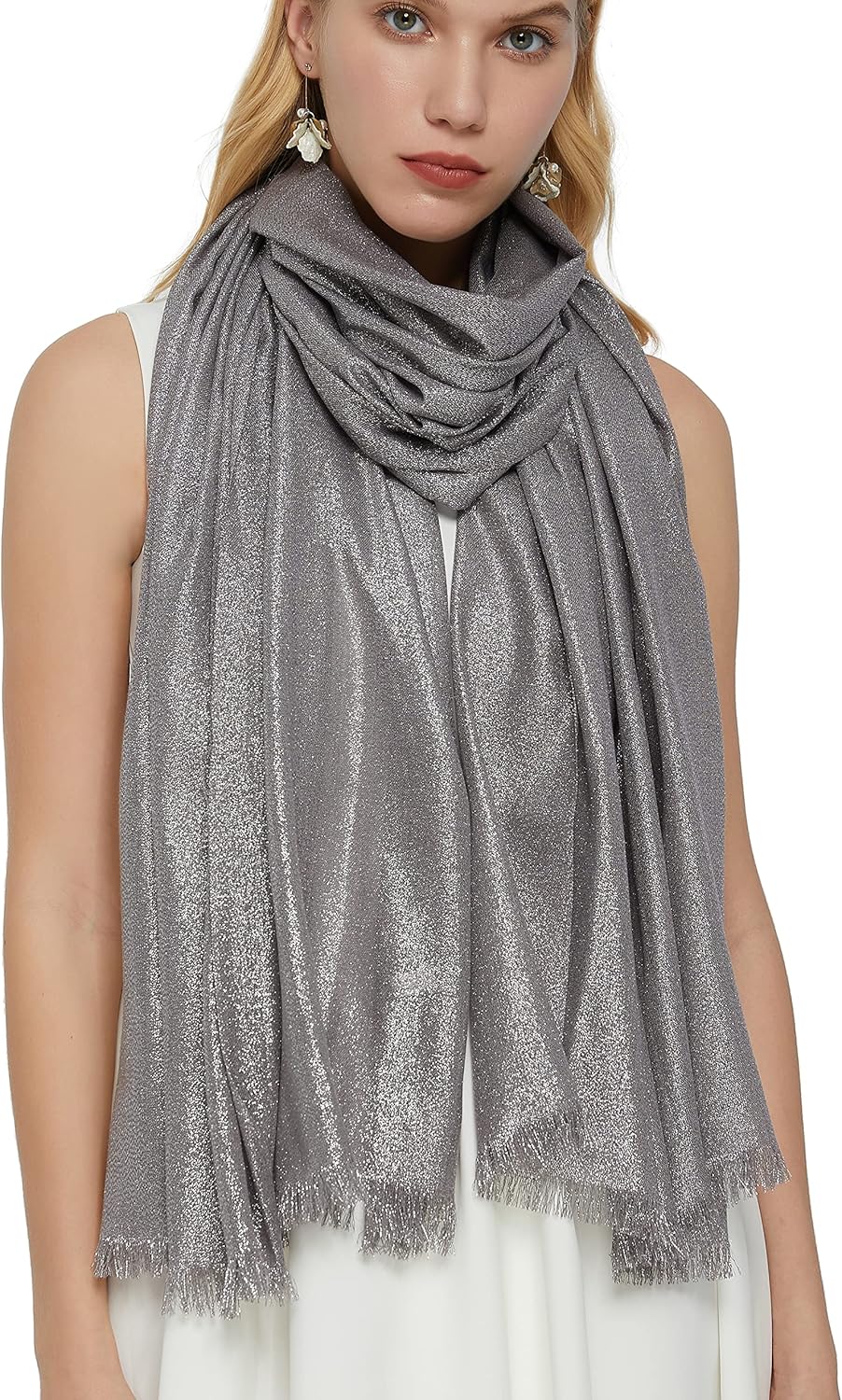 PANTONIGHT Women's Sparkling Metallic Evening Shawl Lightweight Wedding Shawl Extra Large Dressy Shawls and Wraps for Party - Image 3