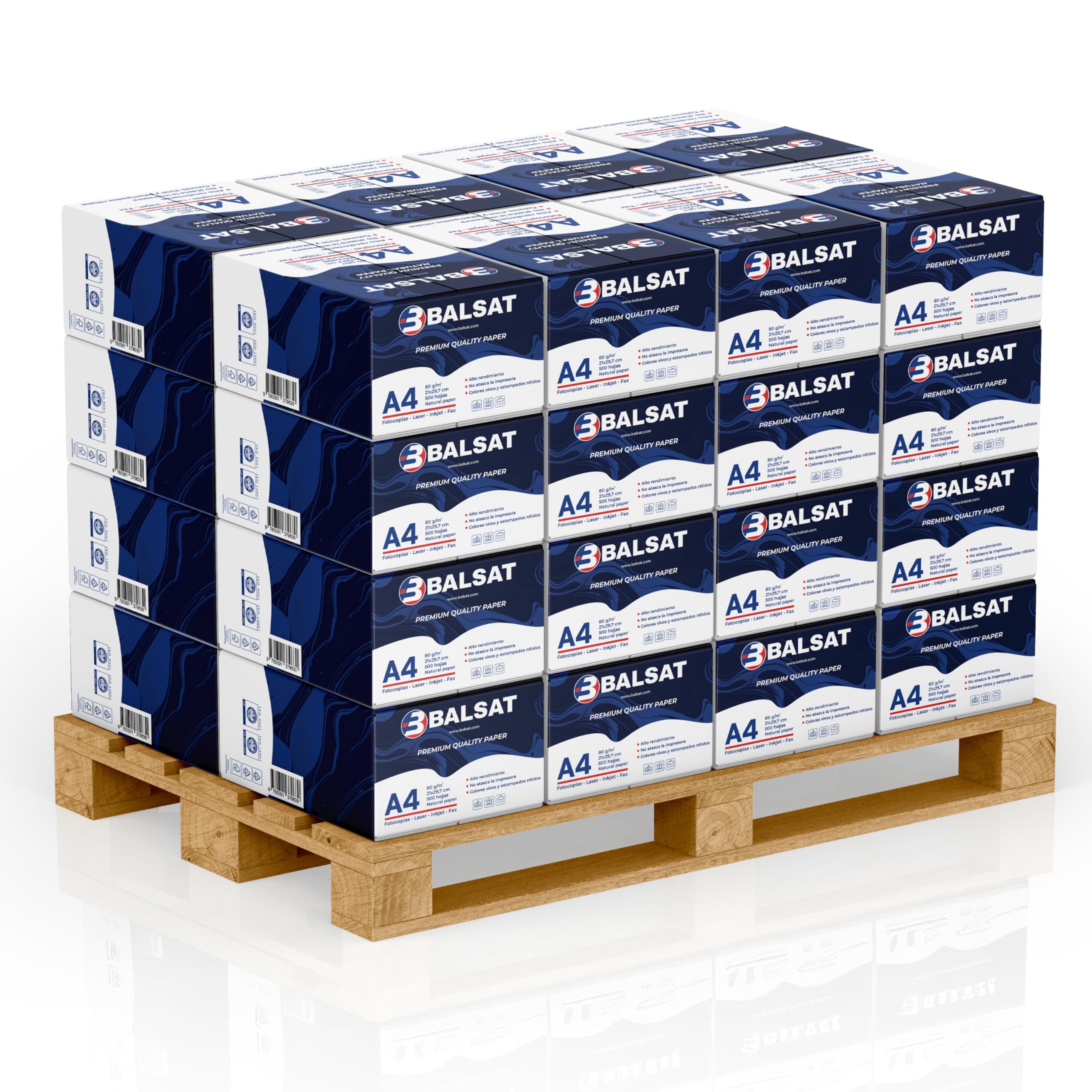 BALSAT Folios DIN A4 80 gramos, 500 hojas, Paquete de 500 Unidades - Papel de Oficina (2500)